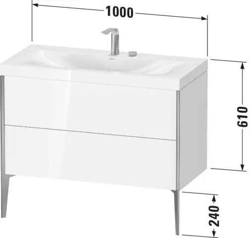 Duravit Waschtischunterschrank bodenstehend „XViu“ 100 × 61 × 48 cm in Weiß Matt