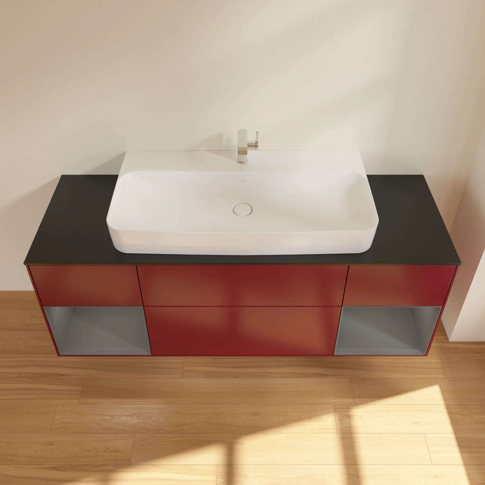 Villeroy & Boch Waschtischunterschrank „Finion“ für Schrankwaschtisch 1600 × 603 × 501 mm Peony Matt Lacquer, für Becken mittig Villeroy & Boch Waschtischunterschrank „Finion“ für Schrankwaschtisch 1600 × 603 × 501 mm Peony Matt Lacquer, für Becken mittig