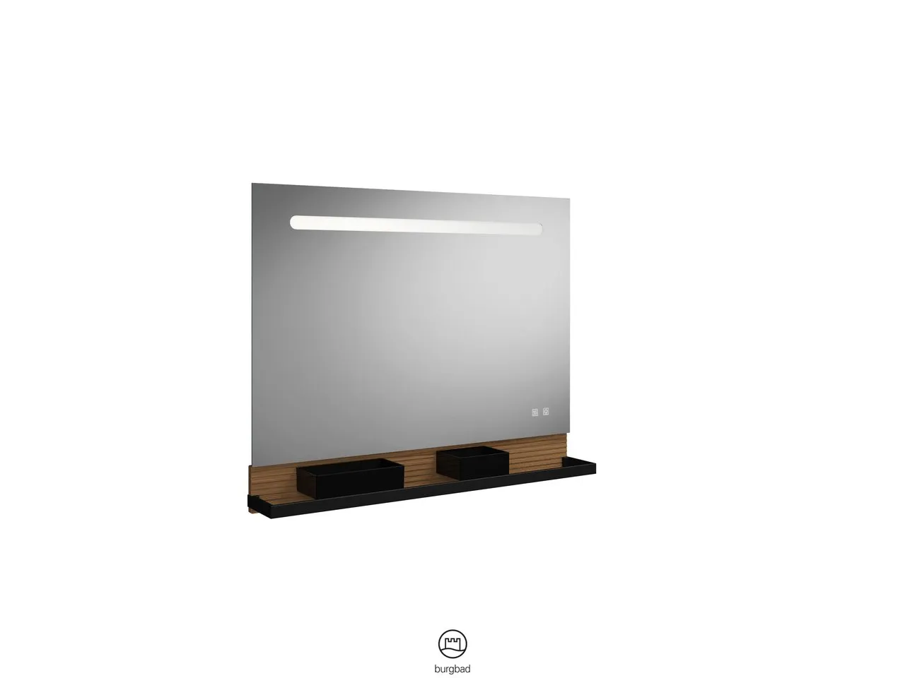 burgbad Fiumo Leuchtspiegel, 1000x817 mm, Alu-Optik, LED 5700 K, 2 USB-Ports, Spiegelheizung 38 W, IP44