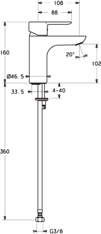 HA Einhebelmischer Waschtischbatterie HANSALIGNA 0608 Ausladung 108 mm DN15 Chrom