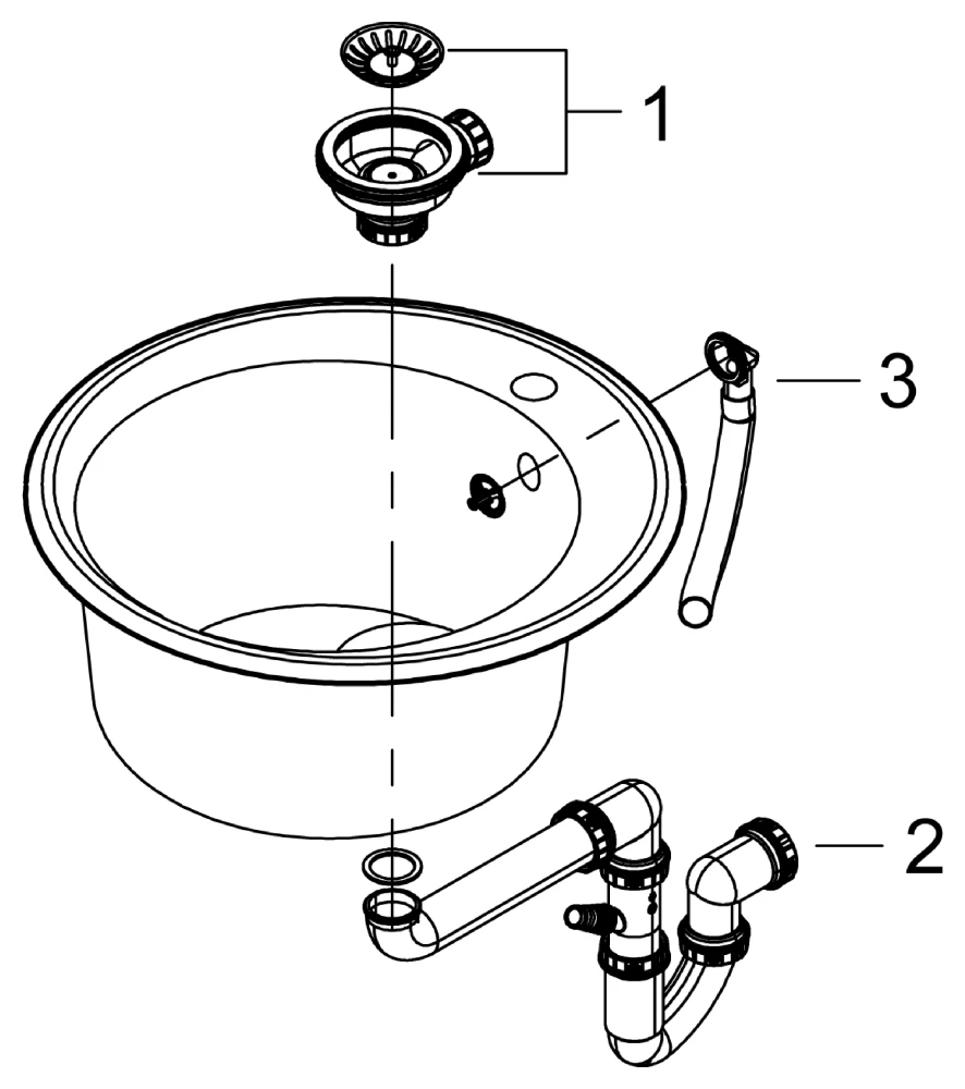 Grohe K200 Kompositspüle, rund, Ø 510 mm, granit schwarz Grohe K200 Kompositspüle, rund, Ø 510 mm, granit schwarz