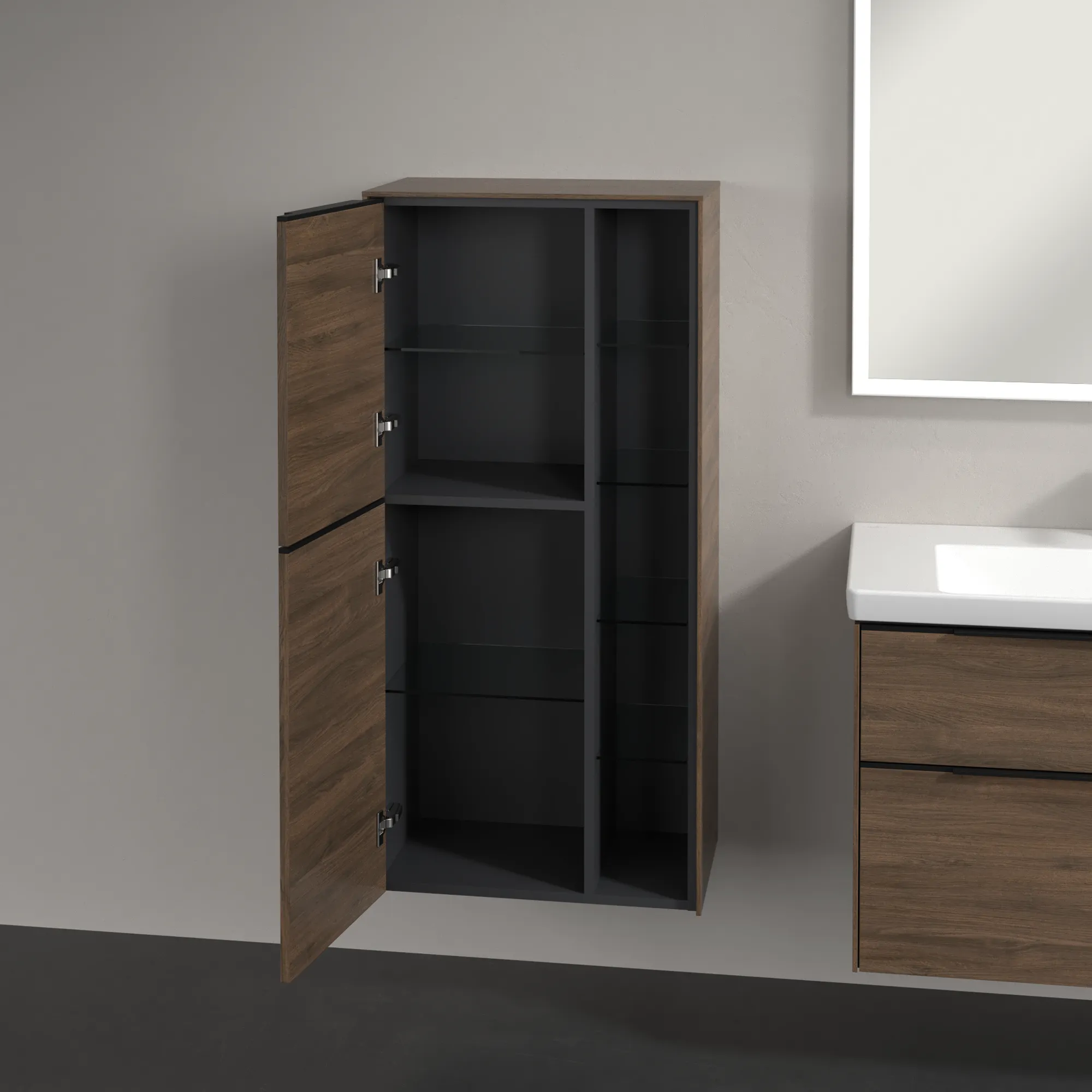 Villeroy & Boch Subway 3.0 Mittelschrank, Arizona Oak, 1200x574x346 mm, 2 Türen, SoftClosing, Wandmontage