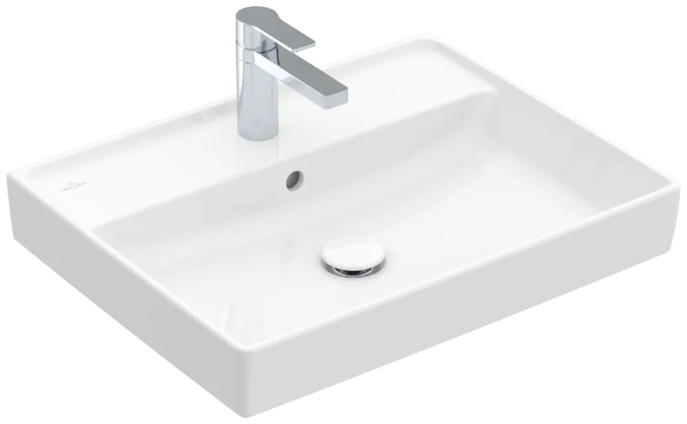 Villeroy & Boch Collaro Wandwaschbecken, 600x470x160 mm, weiß Alpin CeramicPlus, mit Überlauf, TitanCeram, Metropolitan Stil