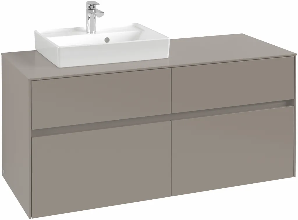 Villeroy & Boch Waschtischunterschrank „Collaro“ 1200 × 548 × 500 mm Taupe, mit Beleuchtung, für Becken links Villeroy & Boch Waschtischunterschrank „Collaro“ 1200 × 548 × 500 mm Taupe, mit Beleuchtung, für Becken links