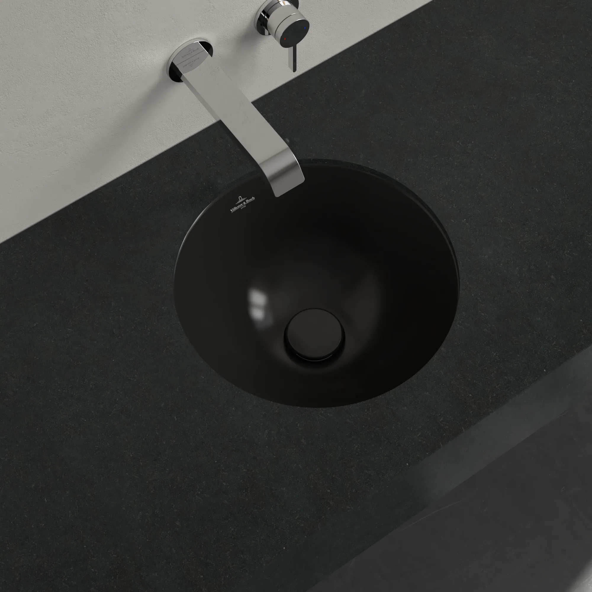 Villeroy & Boch Unterbauwaschtisch aus TitanCeram „Loop & Friends“ ⌀ 390 mm, ohne Hahnlochbohrung in Pure Black Villeroy & Boch Unterbauwaschtisch aus TitanCeram „Loop & Friends“ ⌀ 390 mm, ohne Hahnlochbohrung in Pure Black