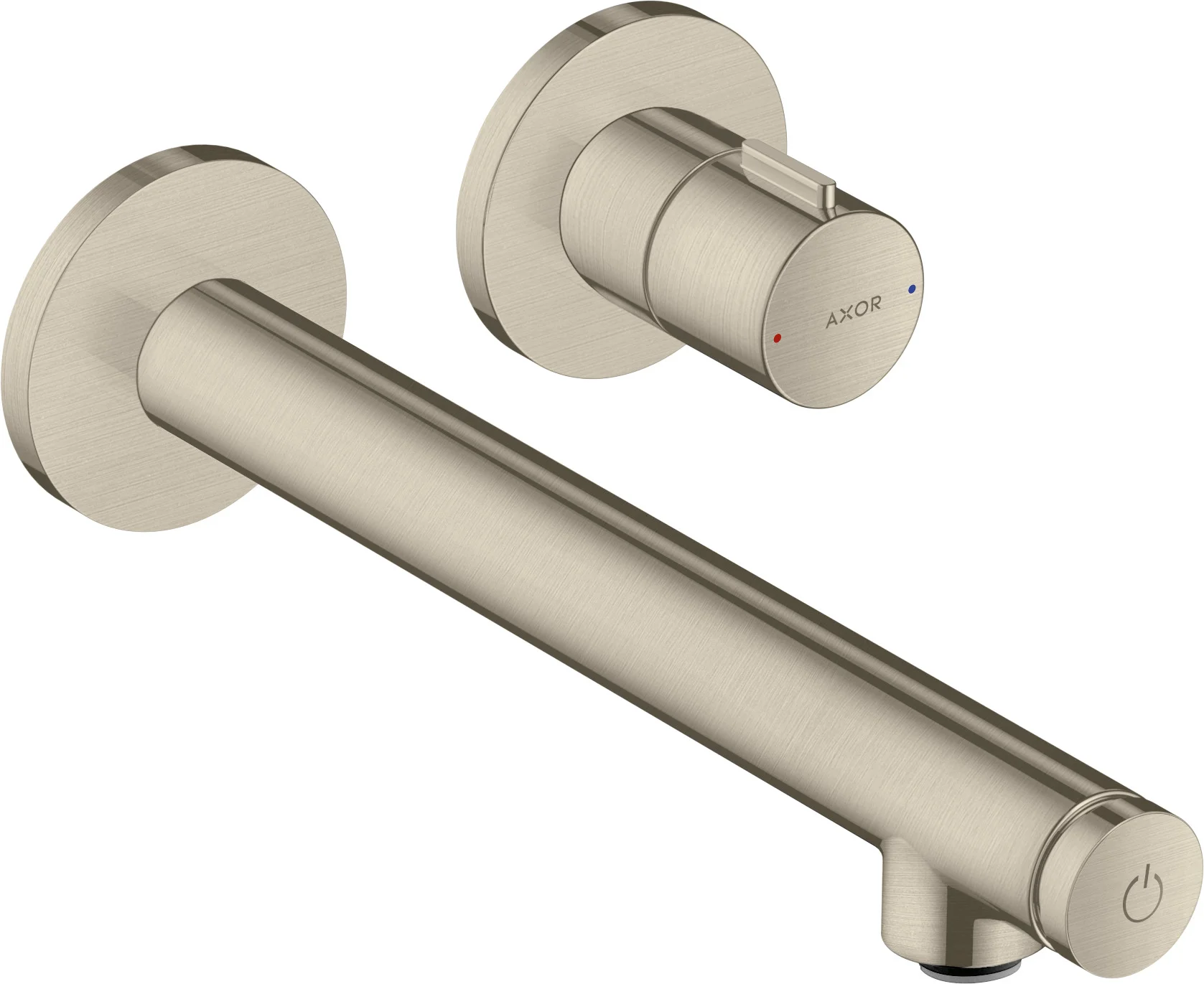 Hansgrohe AXOR Uno Waschtischmischer Unterputz, Brushed Nickel, Ausladung 221 mm, Zylindergriff, Normalstrahl, max. Durchfluss 5 l/min