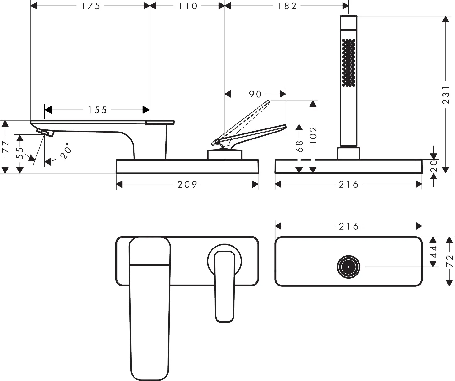 Hansgrohe Unterputz-Armatur „Axor Citterio C“ Ausladung 0 mm in Polished Red Gold Hansgrohe Unterputz-Armatur „Axor Citterio C“ Ausladung 0 mm in Polished Red Gold