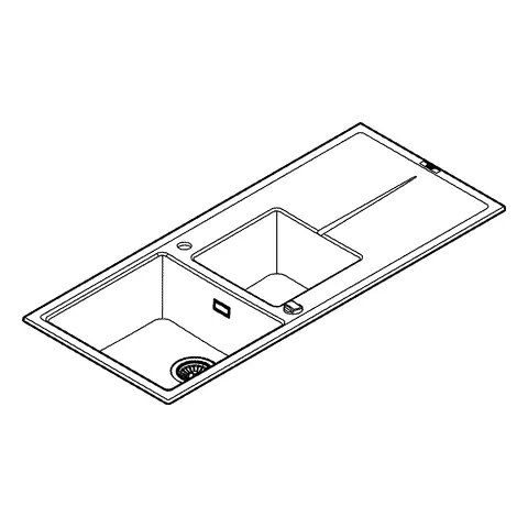 Kompositspüle K400 31643, mit Abtropffläche, Modell: K400 80-C 116/50 1.5 rev, Montageart: Standard-Einbauspüle, Maße: 1160 x 500 mm, 1 Becken: 400 x 420 x 205 mm, 2 Becken: 295 x 295 x 205 mm, granit schwarz Kompositspüle K400 31643, mit Abtropffläche, Modell: K400 80-C 116/50 1.5 rev, Montageart: Standard-Einbauspüle, Maße: 1160 x 500 mm, 1 Becken: 400 x 420 x 205 mm, 2 Becken: 295 x 295 x 205 mm, granit schwarz