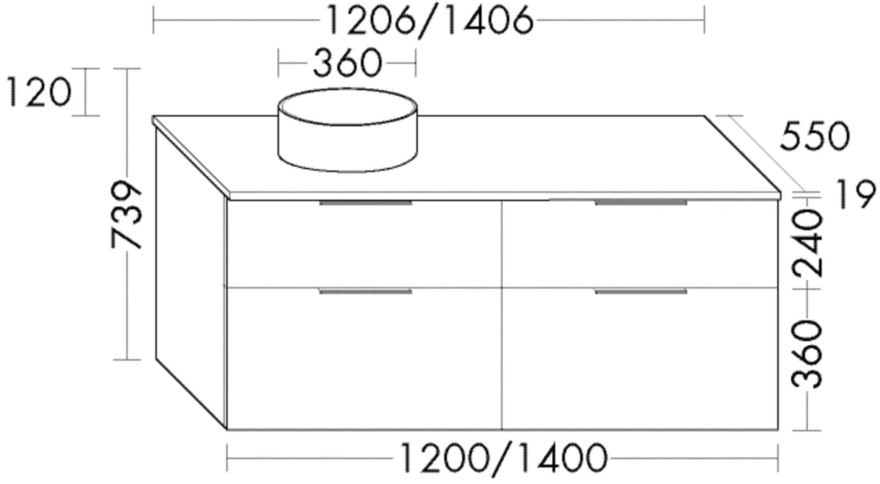 Keramik-Wt inkl. Wtu (SGUW140), Eqio, 550x1406x739, Lack Matt