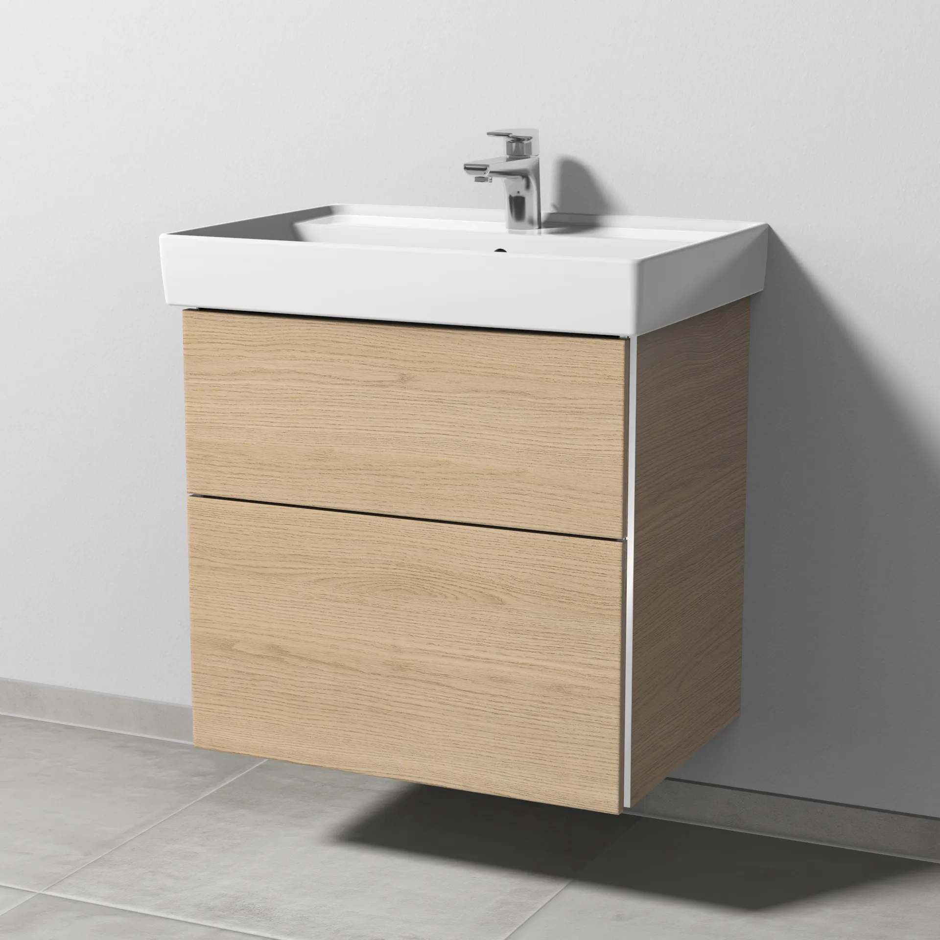 Sanipa Waschtischunterschrank „3way“ 600 × 588 × 447 mm in Eiche Nordic