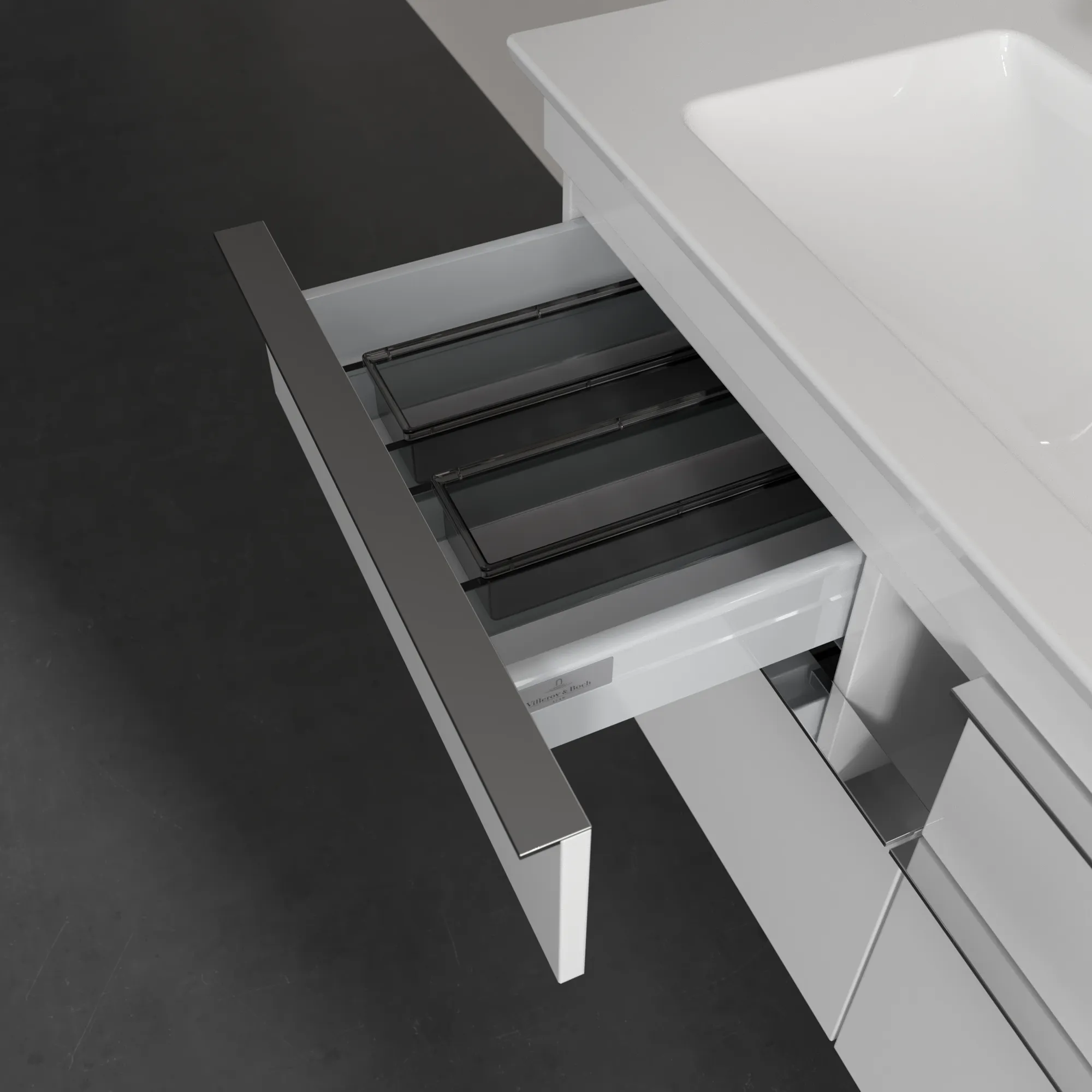 Villeroy & Boch Waschtischunterschrank „Venticello“ für Schrank-Doppelwaschtisch 1153 × 590 × 502 mm Glossy White, für Becken mittig Villeroy & Boch Waschtischunterschrank „Venticello“ für Schrank-Doppelwaschtisch 1153 × 590 × 502 mm Glossy White, für Becken mittig