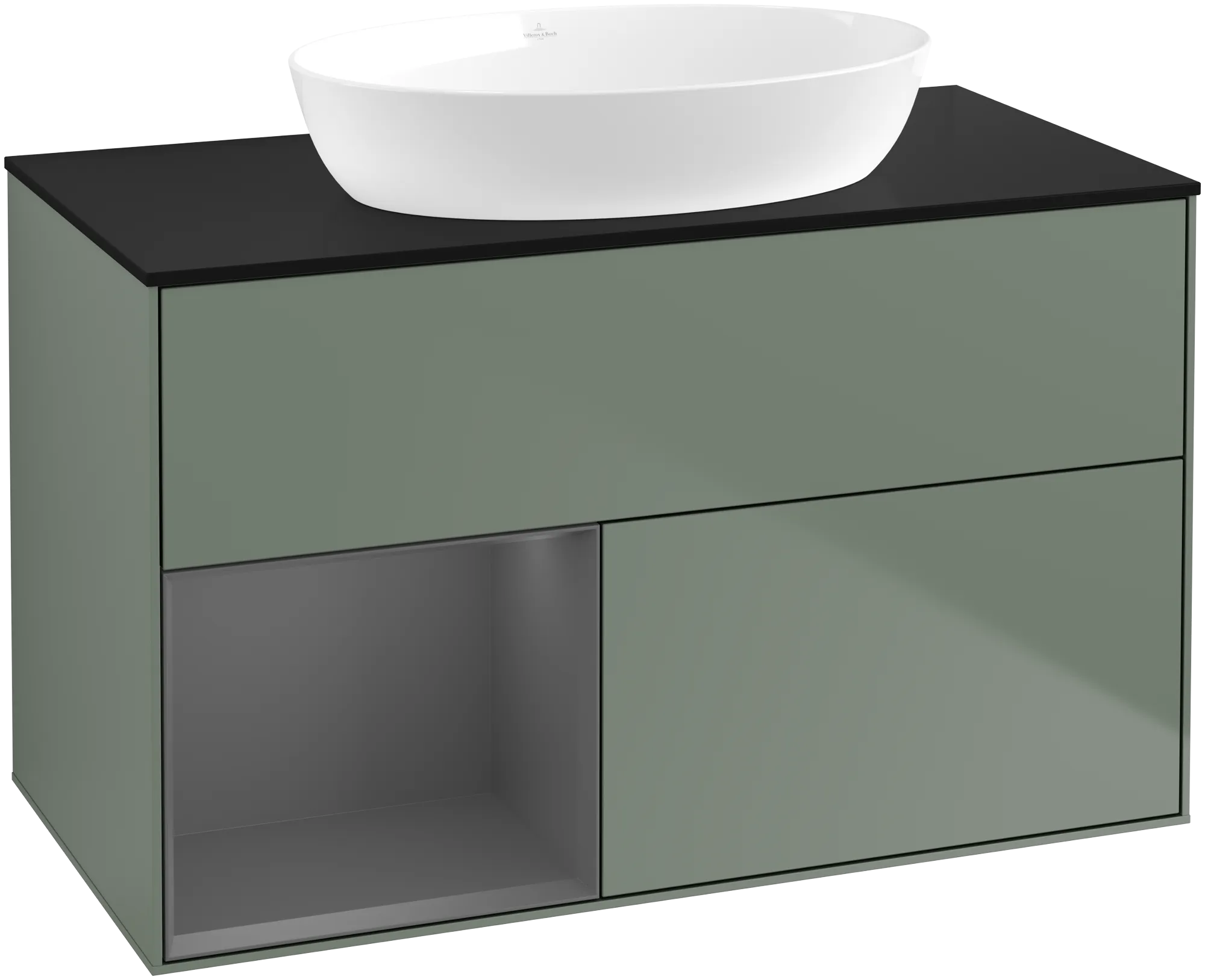 Villeroy & Boch Finion Waschbeckenunterschrank GA1 1000x603x501mm Olive Matt Lacquer / Anthracite Matt Lacquer / Glass Black Matt