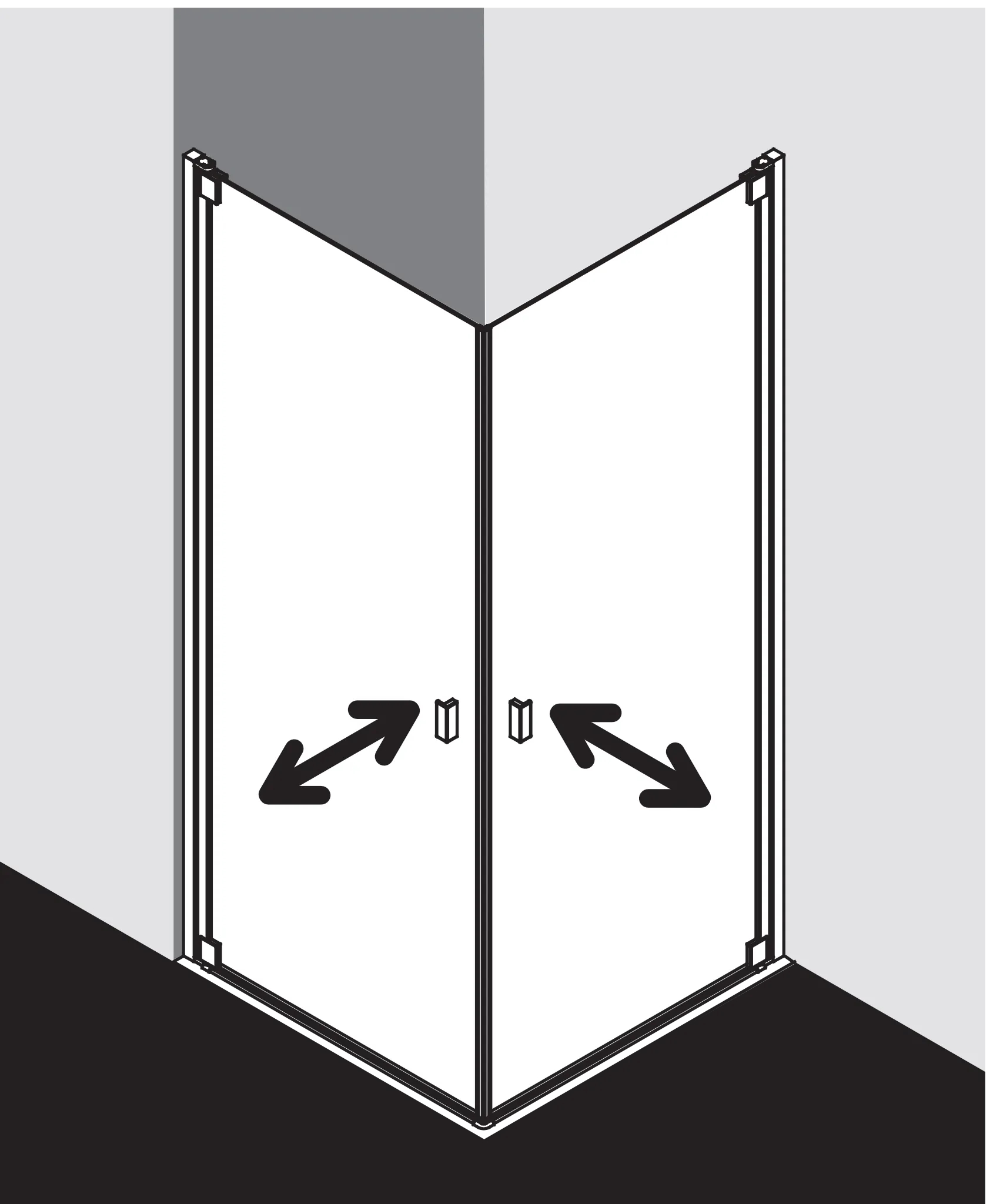 Kermi Duschtür Eckeinstieg (Pendeltüren) Halbteil rechts „RAYA“ Glas Klar Dekor Stripe 3, Profile Silber Hochglanz, BV: 870 - 900 mm GAK: 855 - 885 mm WE: 880 - 910 mm H: 1850 mm Kermi Duschtür Eckeinstieg (Pendeltüren) Halbteil rechts „RAYA“ Glas Klar Dekor Stripe 3, Profile Silber Hochglanz, BV: 870 - 900 mm GAK: 855 - 885 mm WE: 880 - 910 mm H: 1850 mm