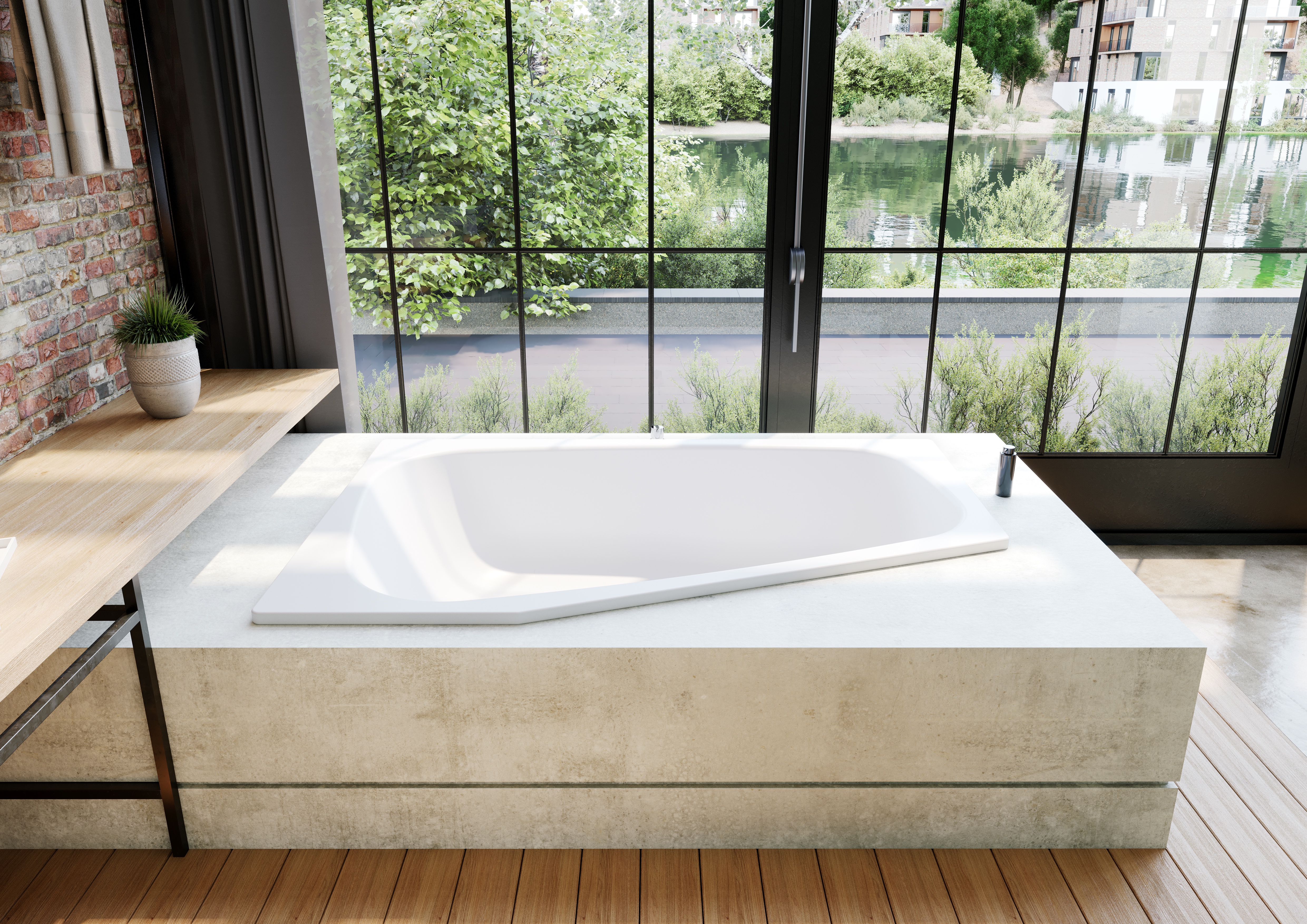 Kaldewei Badewanne „Plaza Duo“ trapez fünfeck 180 × 120 cm, rechts, ohne Grifflochbohrungen in alpinweiß
