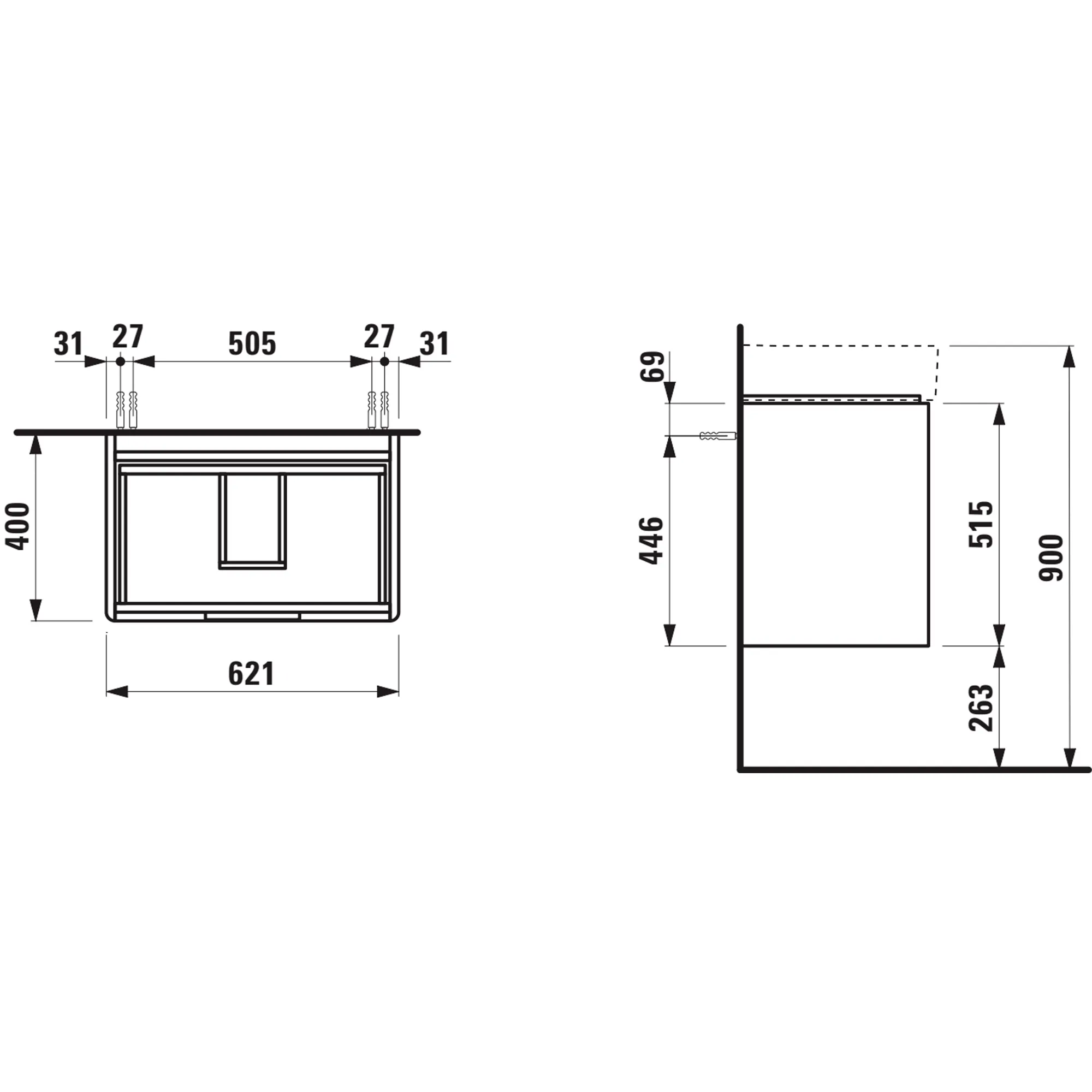 Laufen Waschtischunterbau JUNA für VAL 400x621x515, 2 Schubladen mit Griffmulde für WT H810284, verkehrsgrau Laufen Waschtischunterbau JUNA für VAL 400x621x515, 2 Schubladen mit Griffmulde für WT H810284, verkehrsgrau
