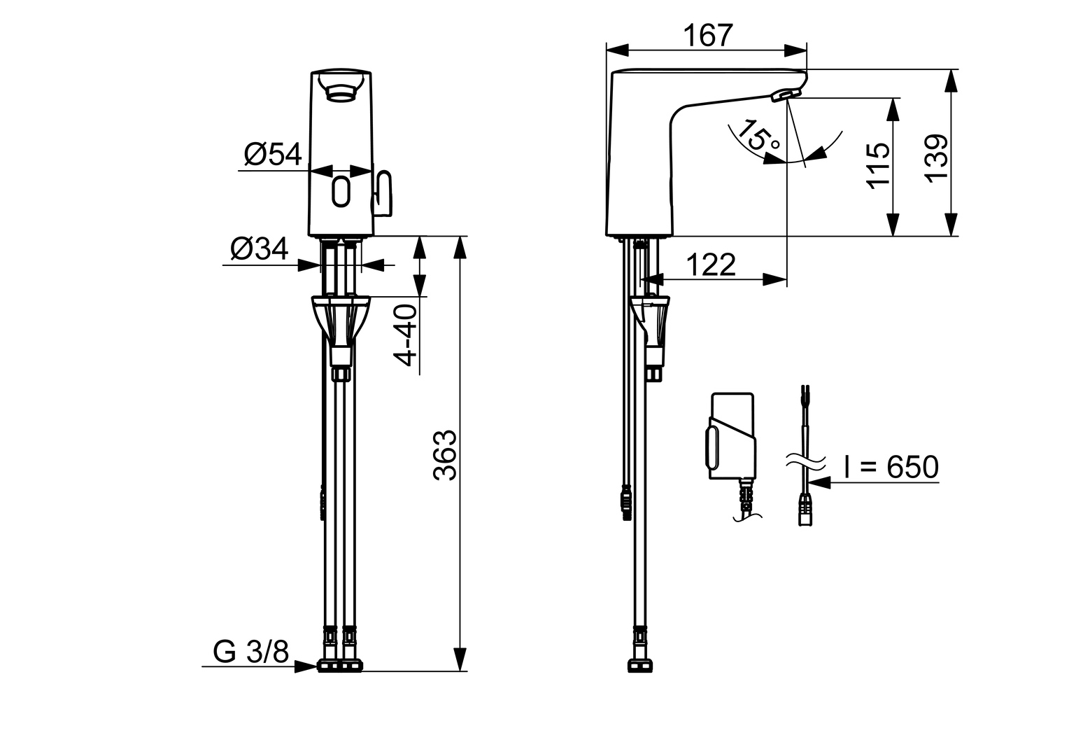 Hansa Waschtischarmatur, elektronisch „Electra“ Ausladung 123 mm in Chrom Hansa Waschtischarmatur, elektronisch „Electra“ Ausladung 123 mm in Chrom