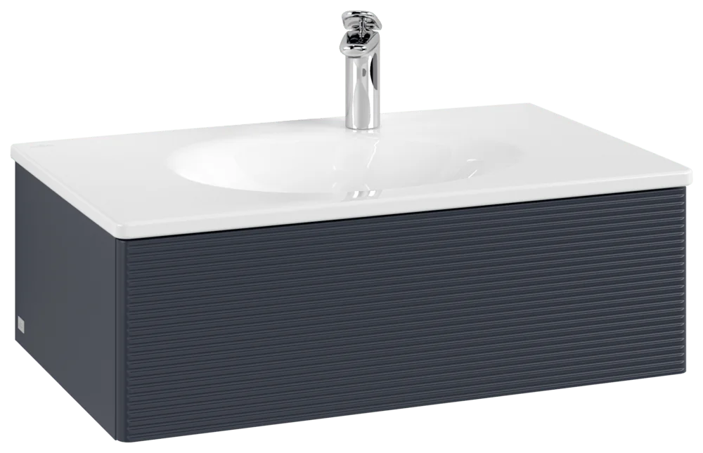 Villeroy & Boch Waschbeckenunterschrank Antao K01, Eckig Midnight Blue Matt Lacquer, 788x256x496 mm, Höhe 256 mm, Wanneneinbaumaß 496 mm