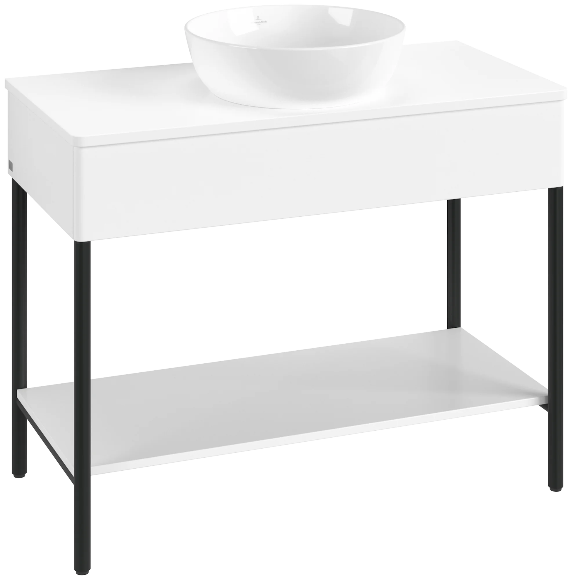 Villeroy & Boch Waschbeckenunterschrank Artis, Eckig White Matt Lacquer, 1000x782x500mm, mit Metallgestell und Push-to-open Funktion