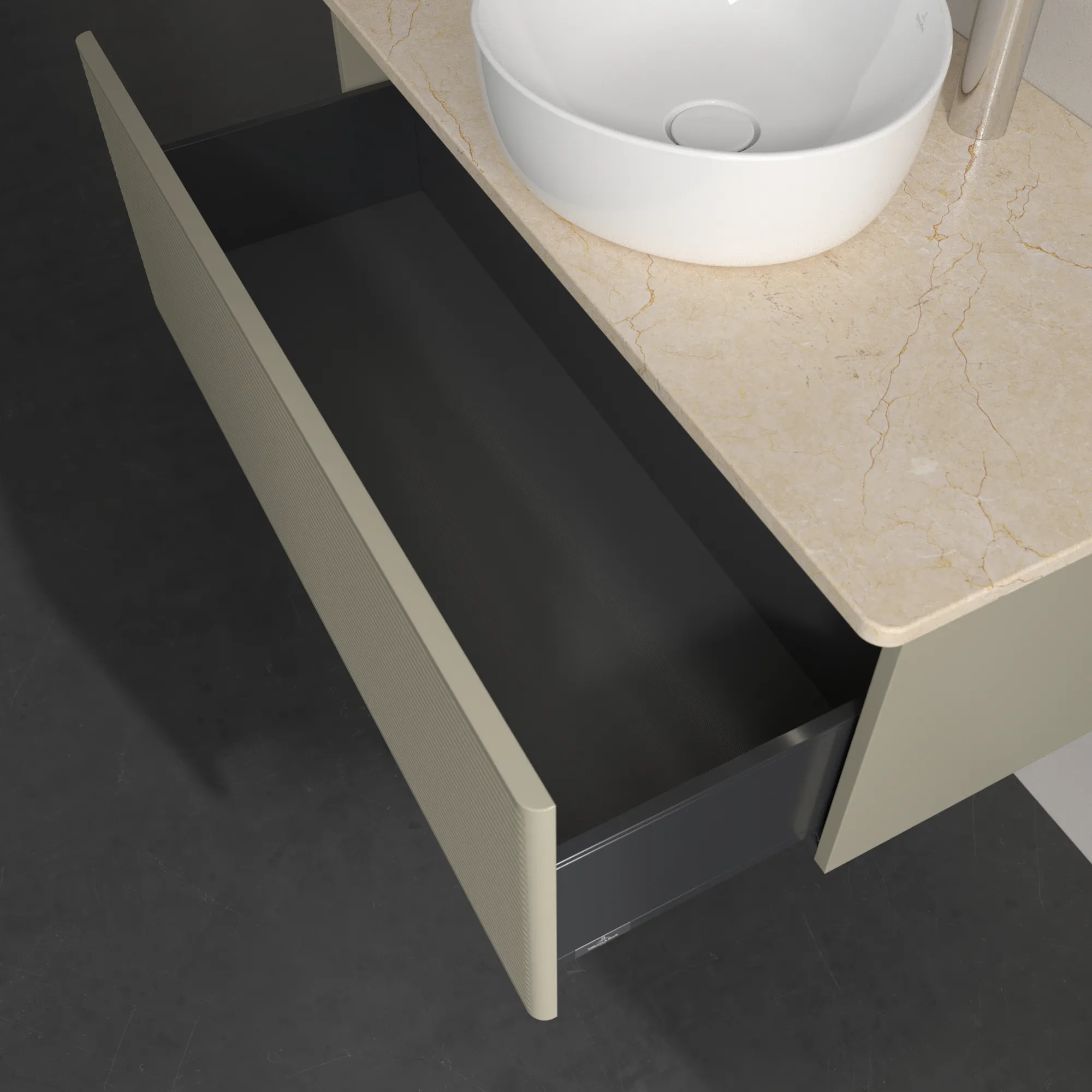 Villeroy & Boch Waschtischunterschrank „Antao“ 1000 × 360 × 500 mm Stone Grey Matt Lacquer, für Becken mittig, mit Beleuchtung Villeroy & Boch Waschtischunterschrank „Antao“ 1000 × 360 × 500 mm Stone Grey Matt Lacquer, für Becken mittig, mit Beleuchtung