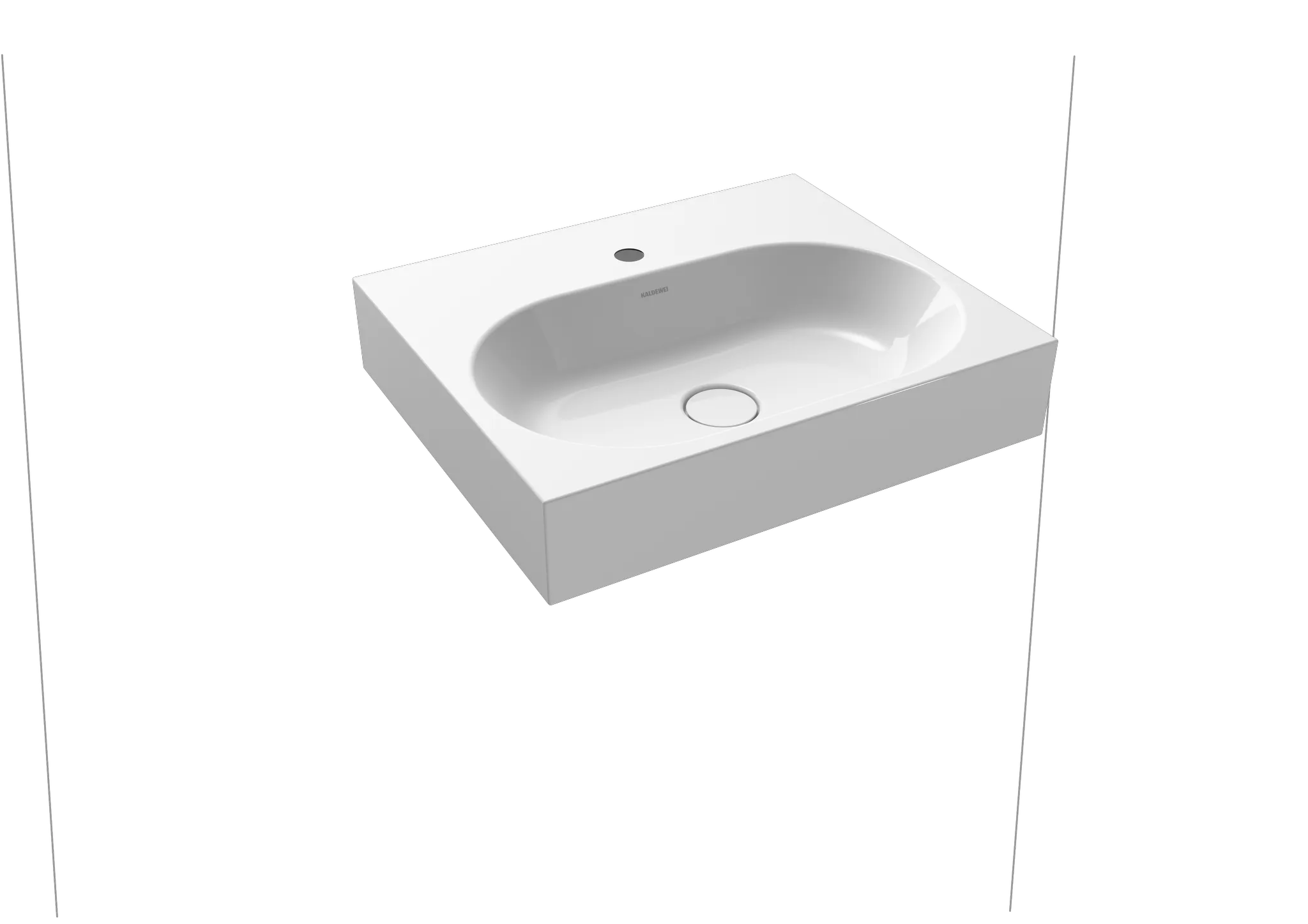 Wandwaschtisch „Centro“ 60 × 50 cm, mit Hahnlochbohrung in alpinweiß, mit Perl-Effekt