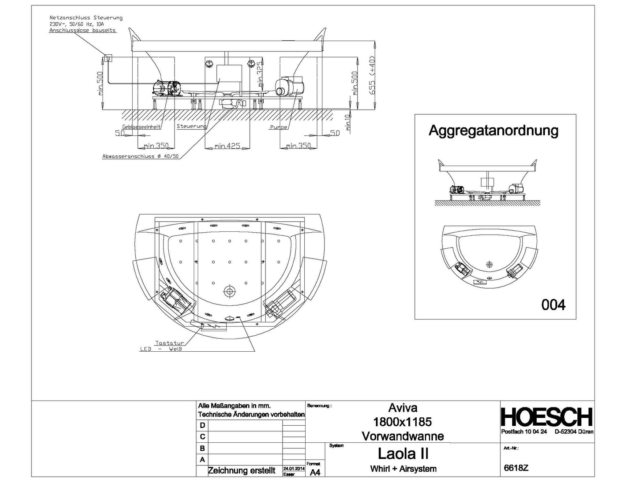 Hoesch Whirlwanne „Aviva“ mit Whirlsystem „Laola II“ halbkreis 180 × 118,5 cm in Weiß Hoesch Whirlwanne „Aviva“ mit Whirlsystem „Laola II“ halbkreis 180 × 118,5 cm in Weiß