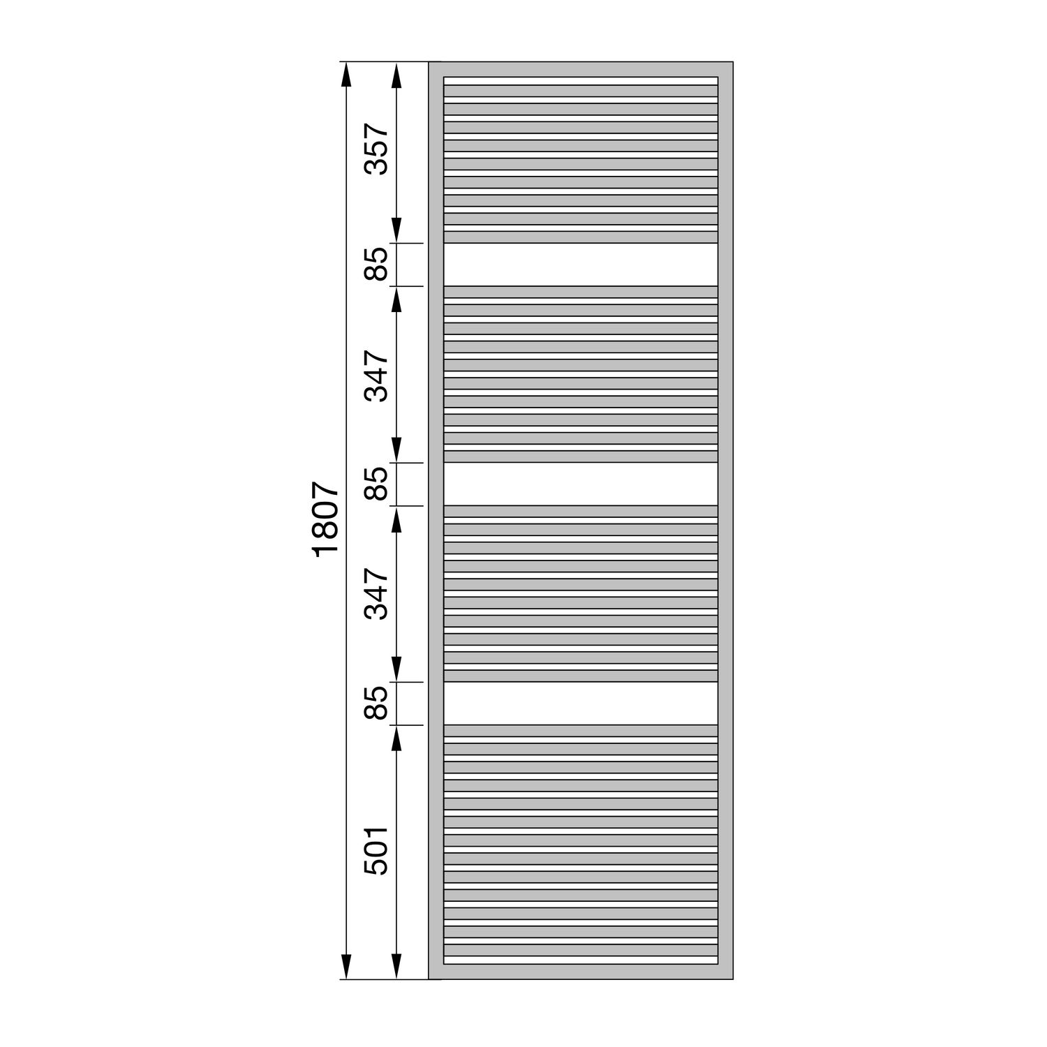 Zehnder Design-Heizkörper „Universal“ für Warmwasser-Zentralheizung oder gemischten Betrieb mit 150 mm-Mittelanschluss 50 × 119,5 cm in Concrete Grey