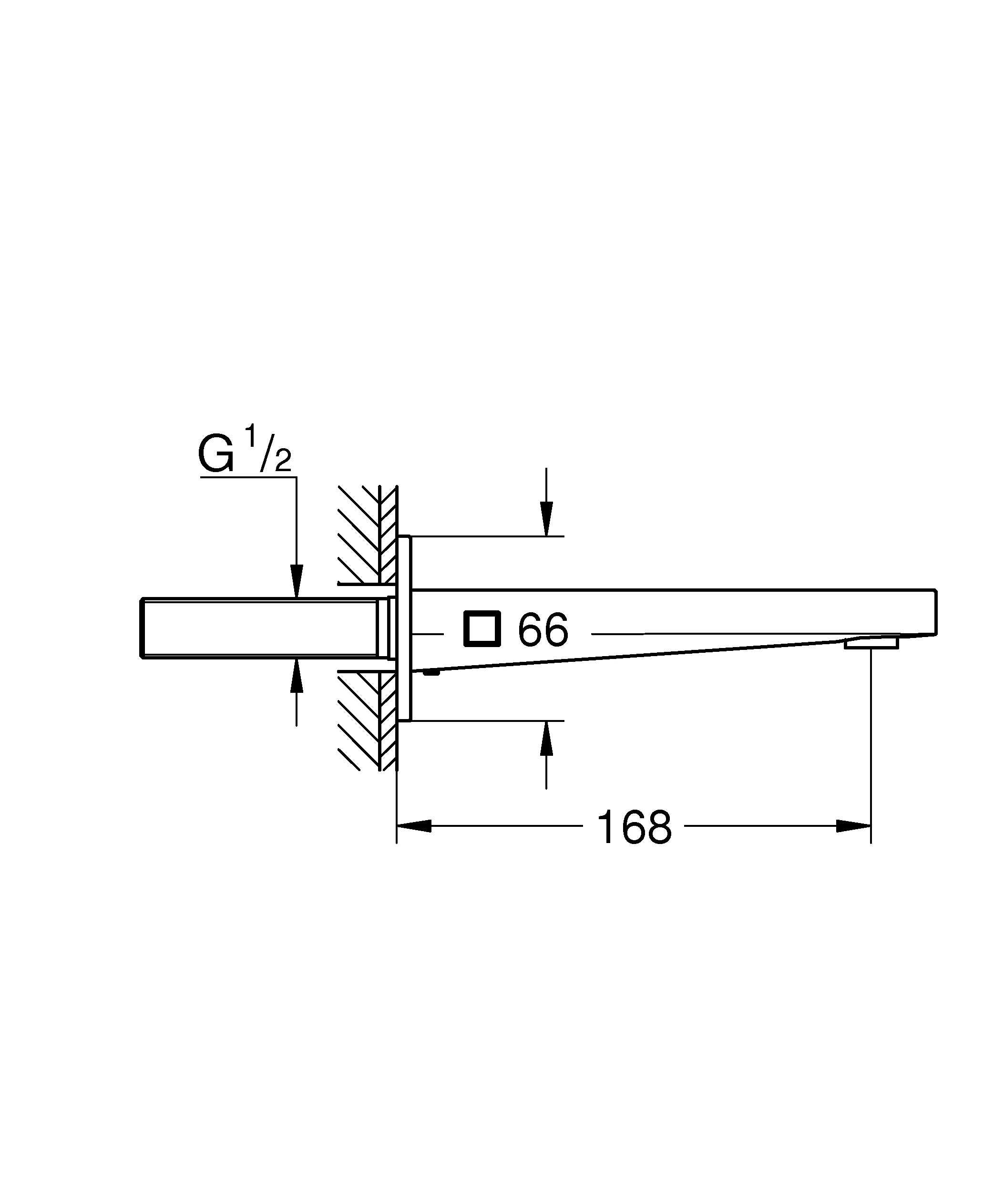 Wanneneinlauf Plus 13404_3, Wandmontage, Ausladung 168 mm, chrom