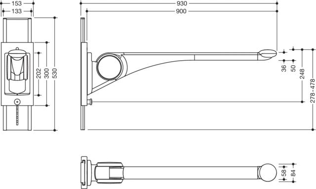 HEWI Stützklappgriff „Serie 802 LifeSystem“