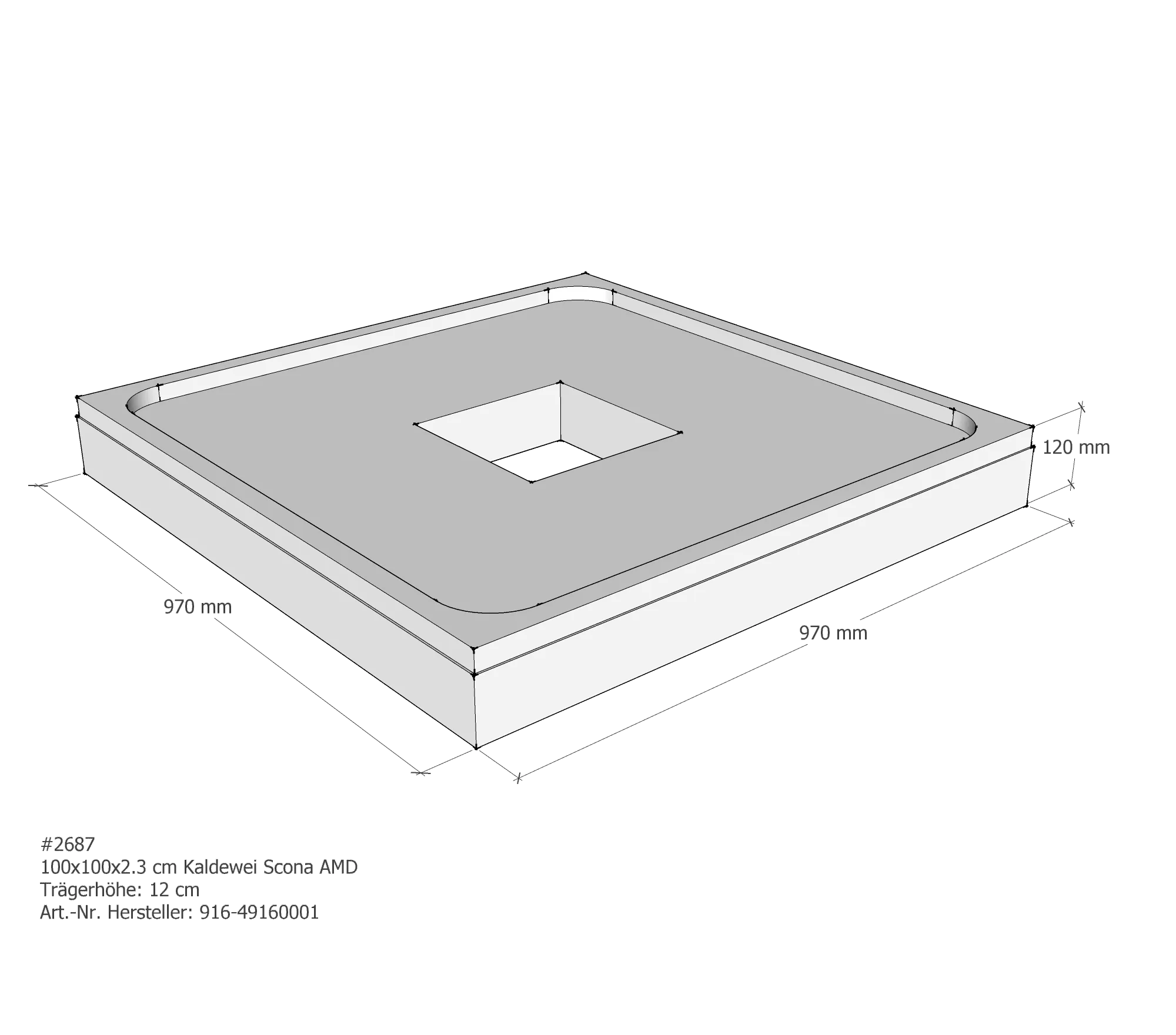 Duschwannenträger passend für Kaldewei Scona 100 × 100 × 2,3 cm Duschwannenträger passend für Kaldewei Scona 100 × 100 × 2,3 cm