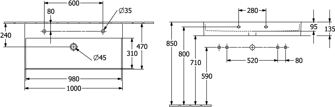 Villeroy & Boch Memento 2.0 Waschbecken TitanCeram 1000x470mm Rechteck Weiß Alpin Villeroy & Boch Memento 2.0 Waschbecken TitanCeram 1000x470mm Rechteck Weiß Alpin
