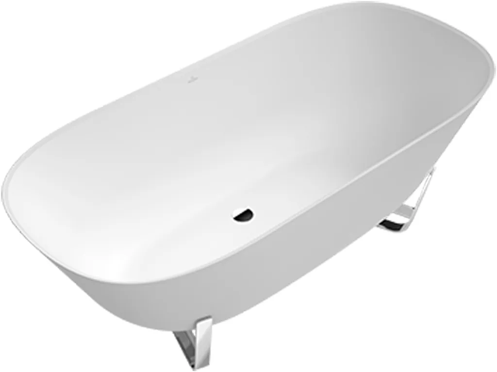 Villeroy & Boch Badewanne „Antheus“ freistehend oval 175 × 80 cm, Mittelablauf in Morning Green