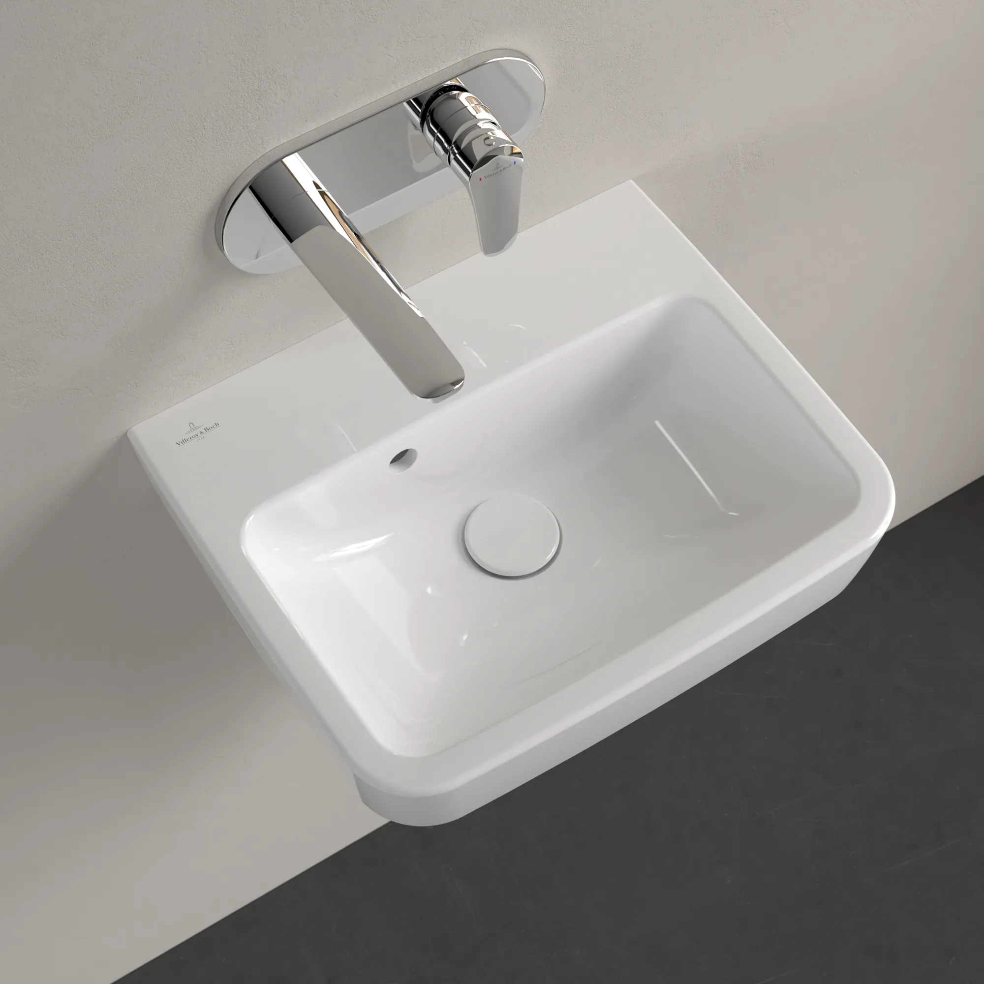 Villeroy & Boch Handwaschbecken „O.novo“ 450 × 370 × 160 mm, für Becken mittig, ohne Hahnlochbohrung in Weiß Alpin Villeroy & Boch Handwaschbecken „O.novo“ 450 × 370 × 160 mm, für Becken mittig, ohne Hahnlochbohrung in Weiß Alpin