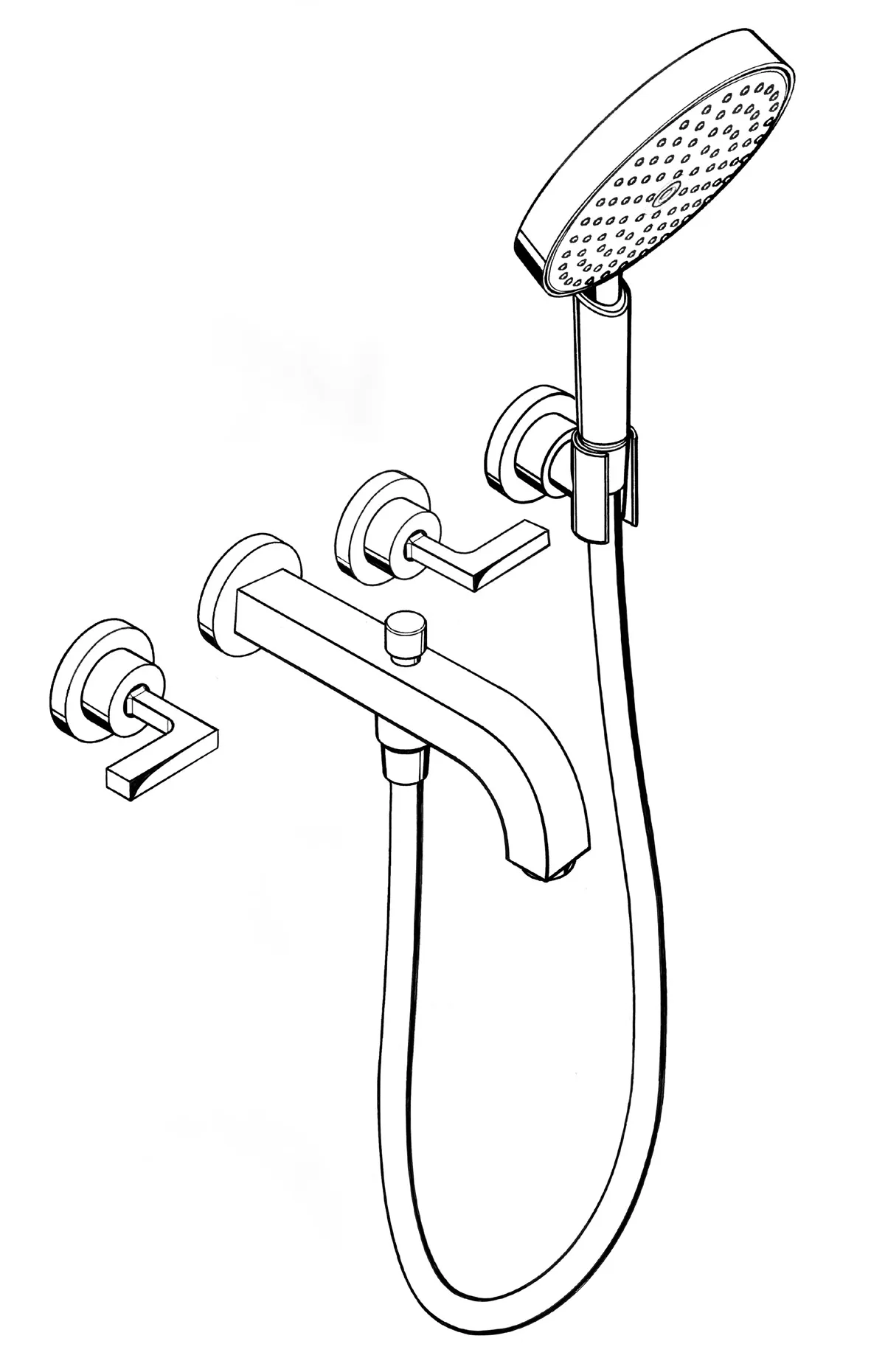 3-L.Wannenarmatur Axor Citterio F-Set Wand chrom Hebelgriff/Handbr.ohne Platte 3-L.Wannenarmatur Axor Citterio F-Set Wand chrom Hebelgriff/Handbr.ohne Platte