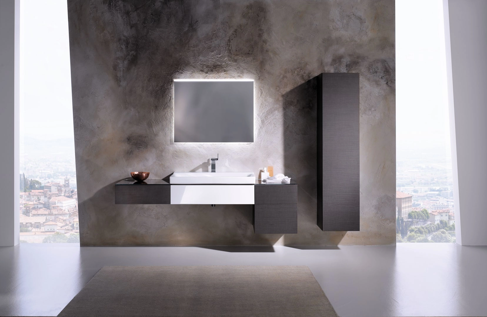 Geberit Hochschrank „Xeno2“ sculturagrau / Melamin Holzstruktur Geberit Hochschrank „Xeno2“ sculturagrau / Melamin Holzstruktur