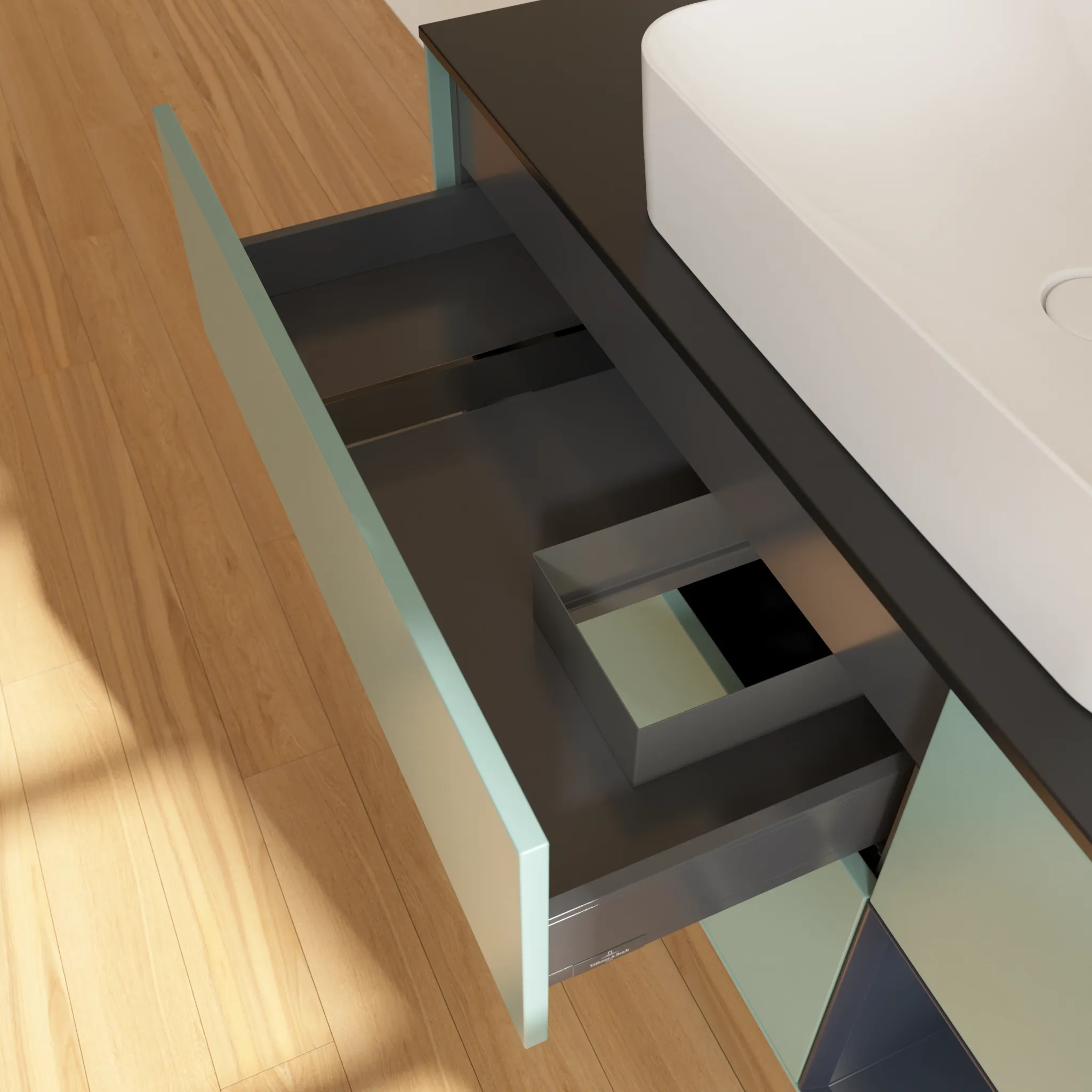 Villeroy & Boch Waschtischunterschrank „Finion“ für Schrankwaschtisch 1200 × 603 × 501 mm Olive Matt Lacquer, für Becken mittig