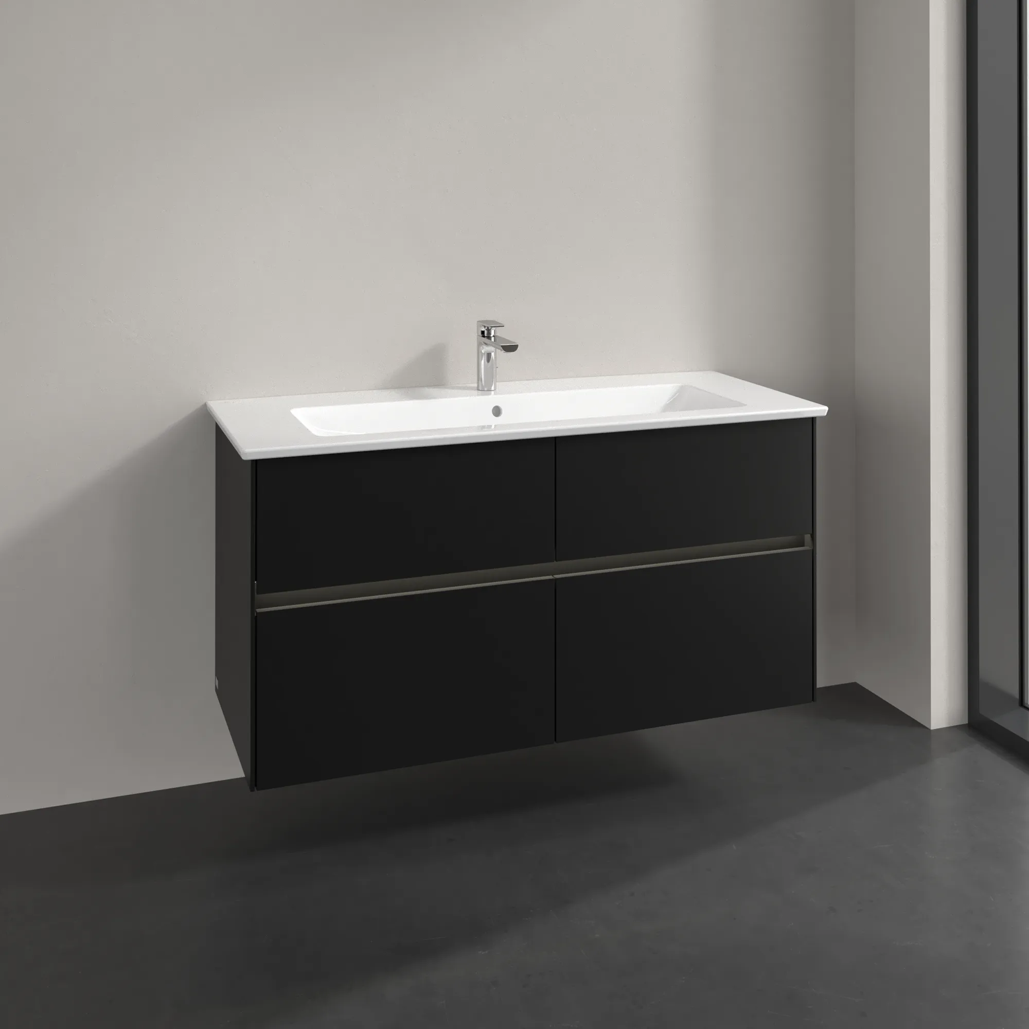 Villeroy & Boch Waschtischunterschrank „Collaro“ 1161 × 610 × 480 mm Volcano Black, mit Beleuchtung, für Becken mittig Villeroy & Boch Waschtischunterschrank „Collaro“ 1161 × 610 × 480 mm Volcano Black, mit Beleuchtung, für Becken mittig