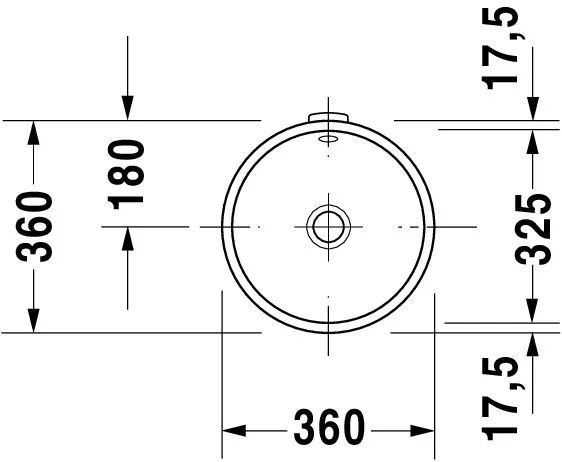Einbauwaschtisch Architec 325 mm EB v.u.,m.ÜL,o.HLB,u.glasiert,weiß