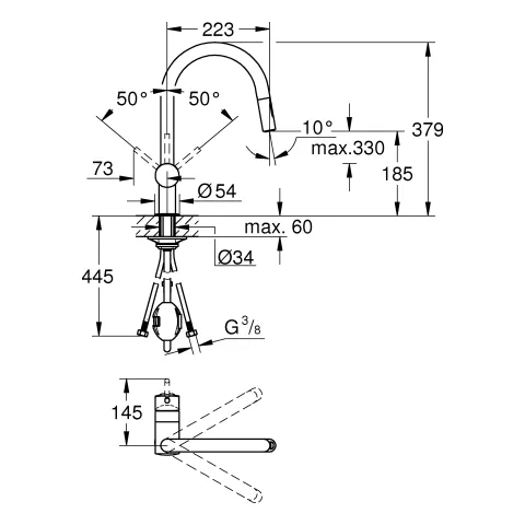 Grohe Minta Einhand-Spültischbatterie, C-Auslauf, Einlochmontage, hard graphite gebürstet Grohe Minta Einhand-Spültischbatterie, C-Auslauf, Einlochmontage, hard graphite gebürstet