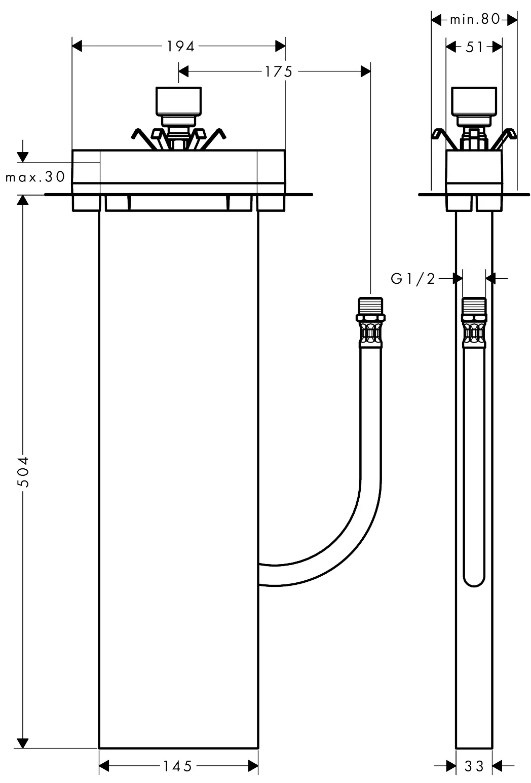Hansgrohe sBox Wannenrand- und Fliesenrand-Grundset - R 1/2, DN15, 600 mm Schlauchlänge, für Wannenrandbreite mind. 80 mm Hansgrohe sBox Wannenrand- und Fliesenrand-Grundset - R 1/2, DN15, 600 mm Schlauchlänge, für Wannenrandbreite mind. 80 mm