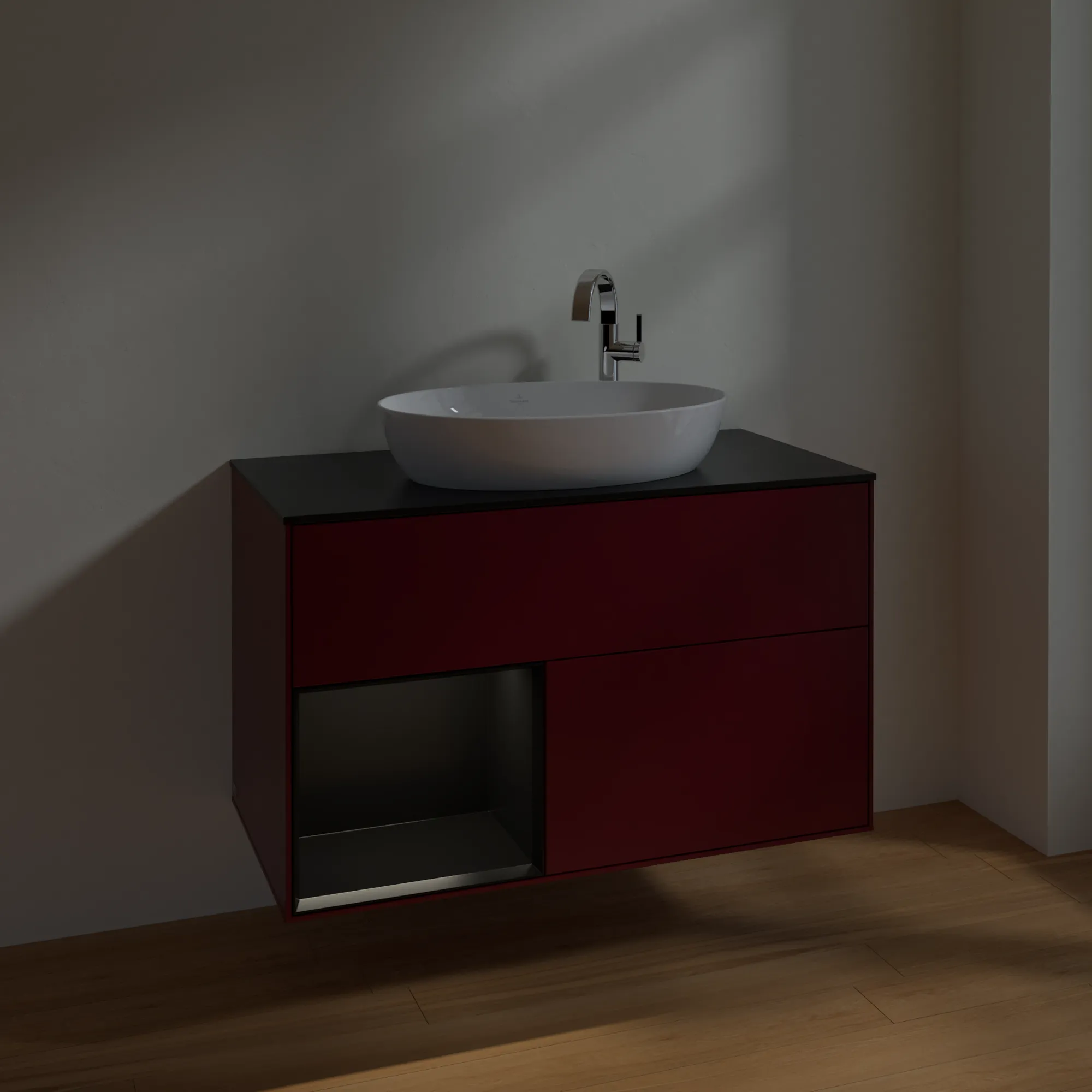 Villeroy & Boch Waschbeckenunterschrank Finion F89, 1000x603x501 mm, Peony Matt Lacquer, mit Beleuchtung und Push-to-open Funktion