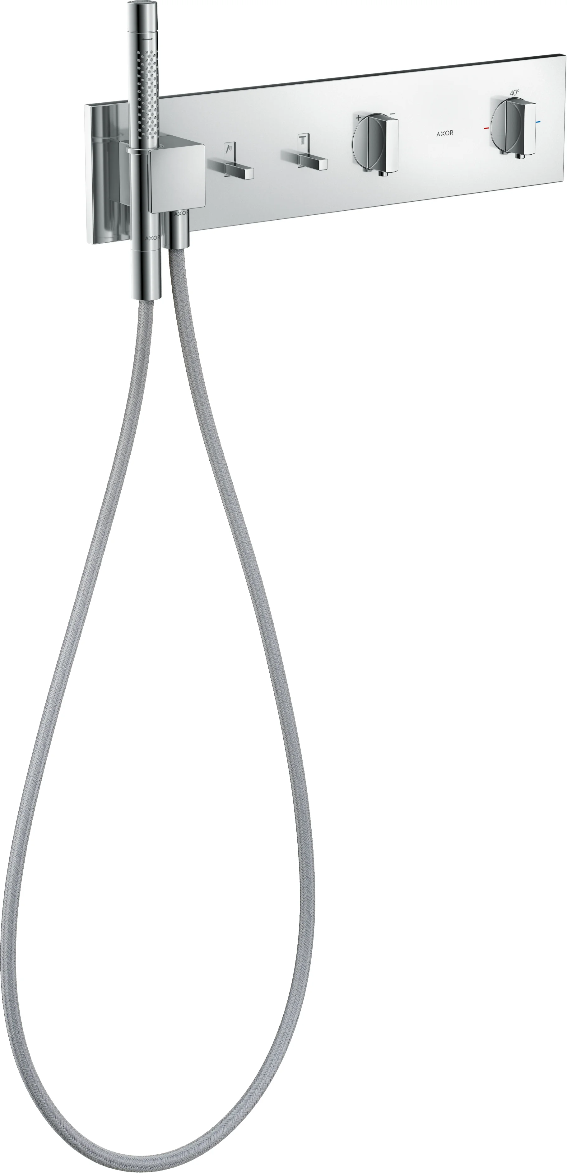 Hansgrohe AXOR ShowerComposition Thermostatmodul 470/110 Unterputz, Chrom, 2 Verbraucher, Schiebebewegung zum Ein-/Ausschalten, Temperatur- und Volumensteuerung