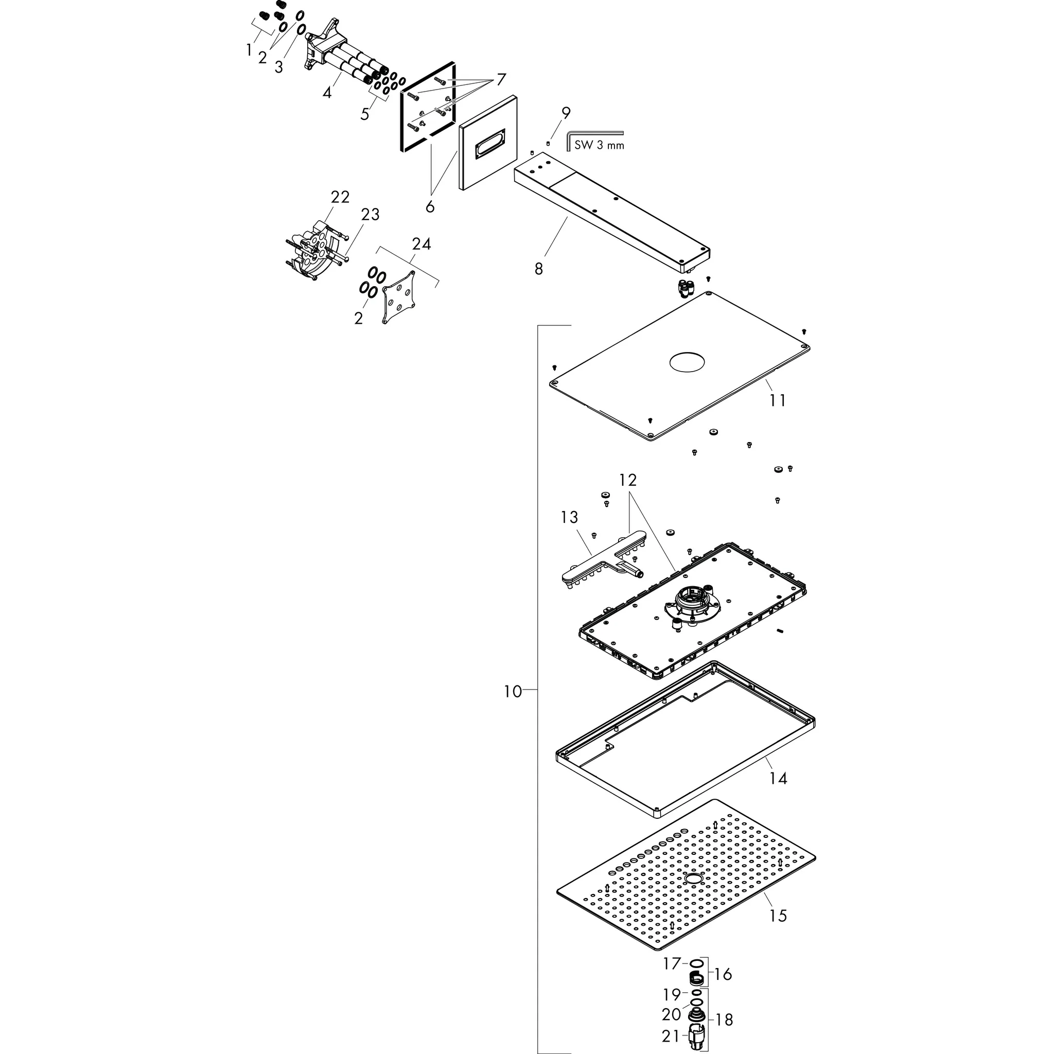 Kopfbrause Rainmaker Select 460 2jet weiss/chrom mit Brausearm 450mm Kopfbrause Rainmaker Select 460 2jet weiss/chrom mit Brausearm 450mm