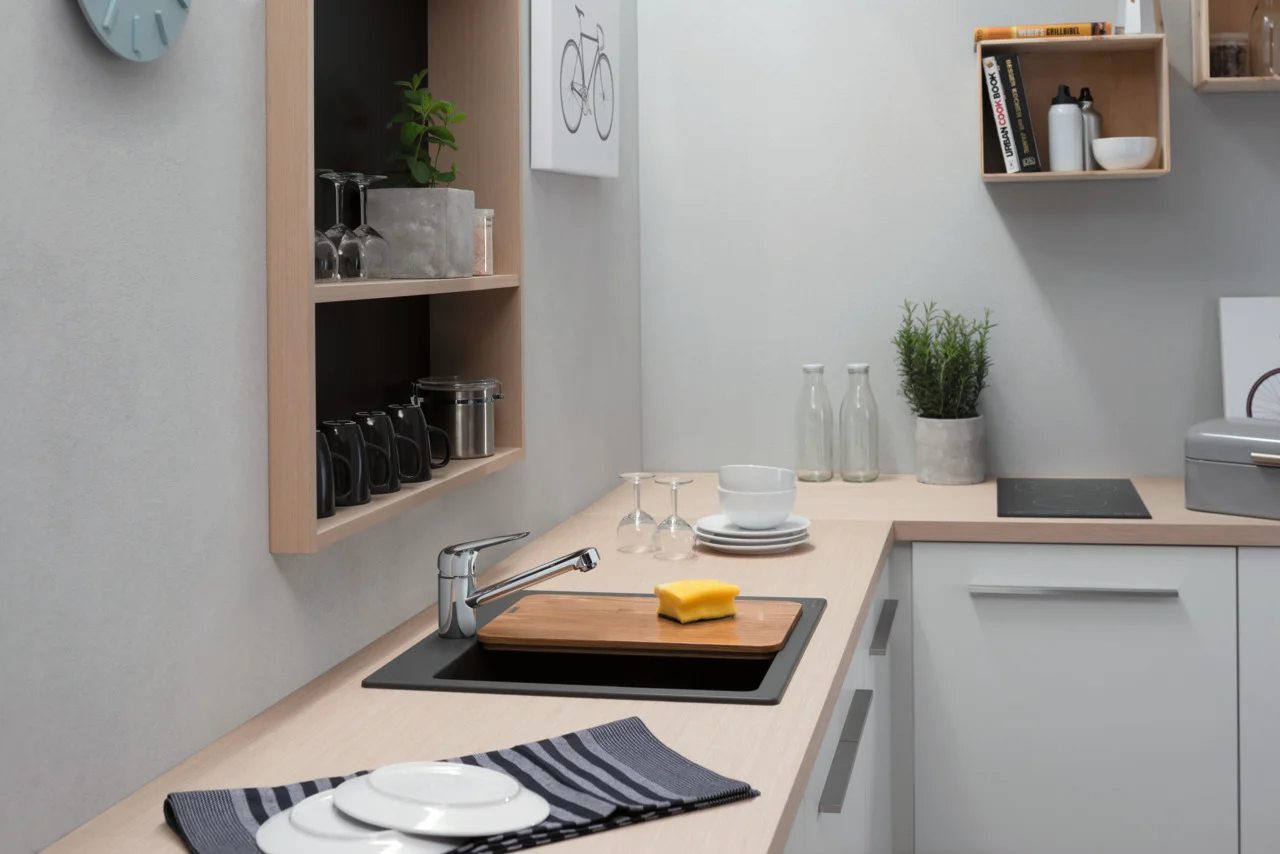 Hansgrohe Einbauspüle S51 Steingrau, 540 x 490 mm, Beckentiefe 190 mm, Aufbau, SilicaTec Material Hansgrohe Einbauspüle S51 Steingrau, 540 x 490 mm, Beckentiefe 190 mm, Aufbau, SilicaTec Material