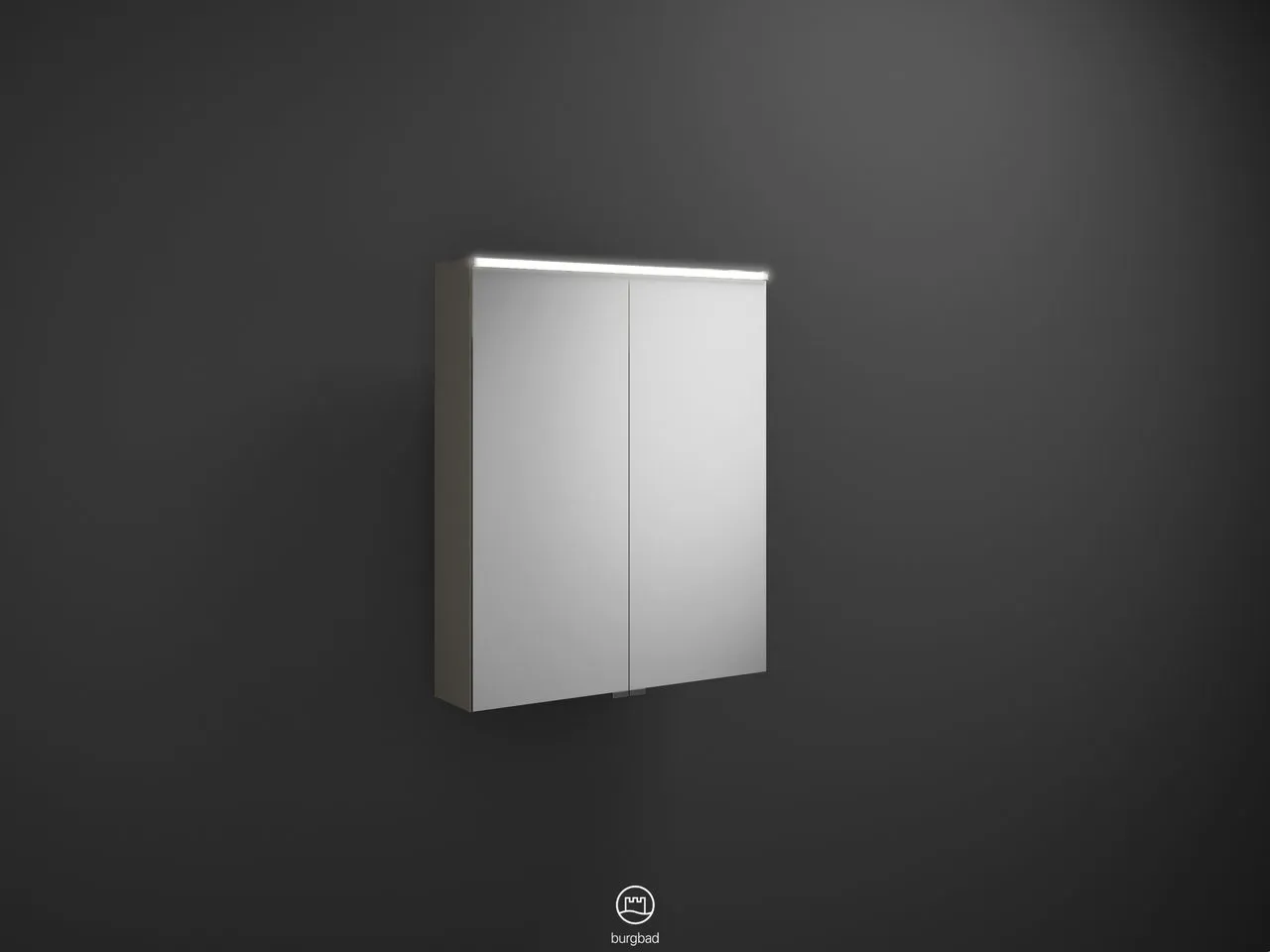 Spiegelschrank Eqio von burgbad - beidseitig verspiegelt, LED-Aufsatzleuchte 4250 K, 170 mm tief, 650 mm breit, 800 mm hoch