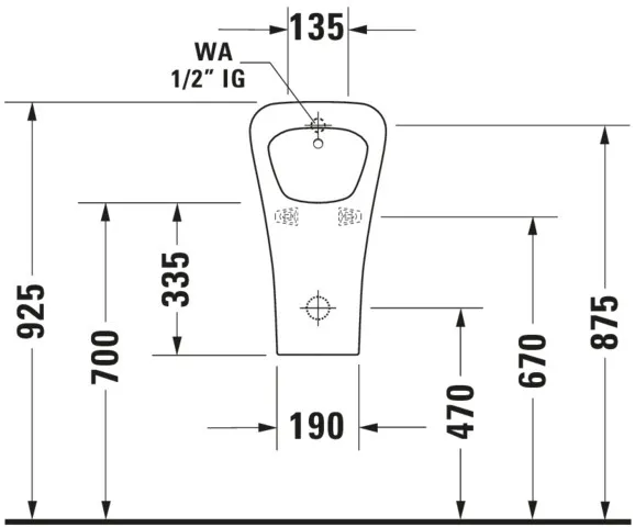 Urinal DuraStyle, Zulauf von hinten rimless, ohne Fliege, weiß, HYG Urinal DuraStyle, Zulauf von hinten rimless, ohne Fliege, weiß, HYG