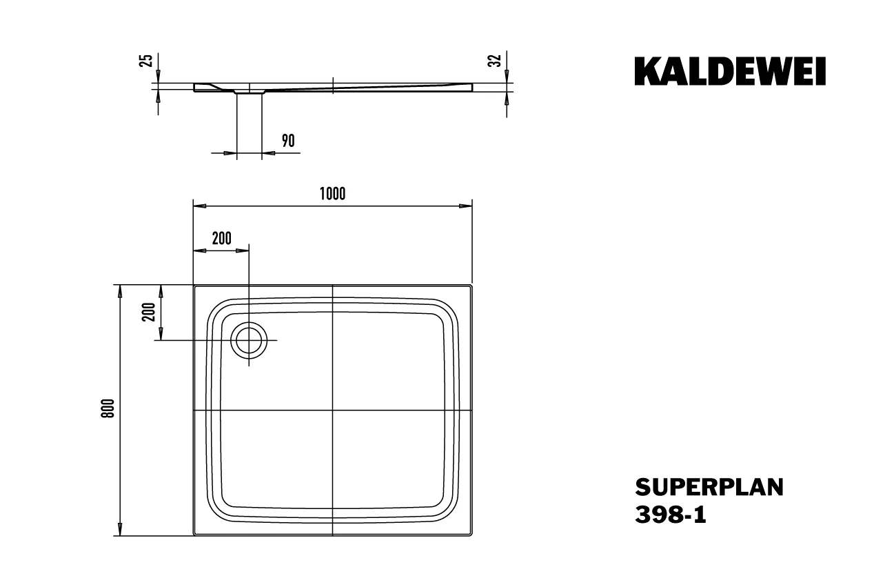 Kaldewei rechteck Duschwanne „Superplan Classic“ 100 × 80 cm ohne Oberflächenbeschichtung, mit Perl-Effekt, in warm grey 30