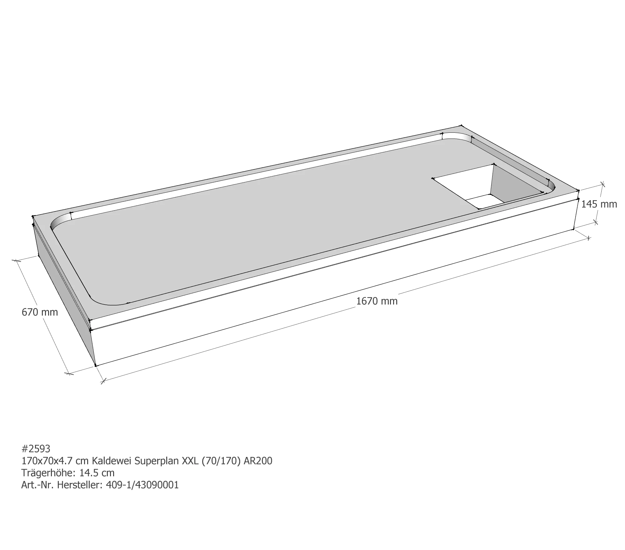 Duschwannenträger passend für Kaldewei Superplan XXL 170 × 70 × 4,7 cm Duschwannenträger passend für Kaldewei Superplan XXL 170 × 70 × 4,7 cm