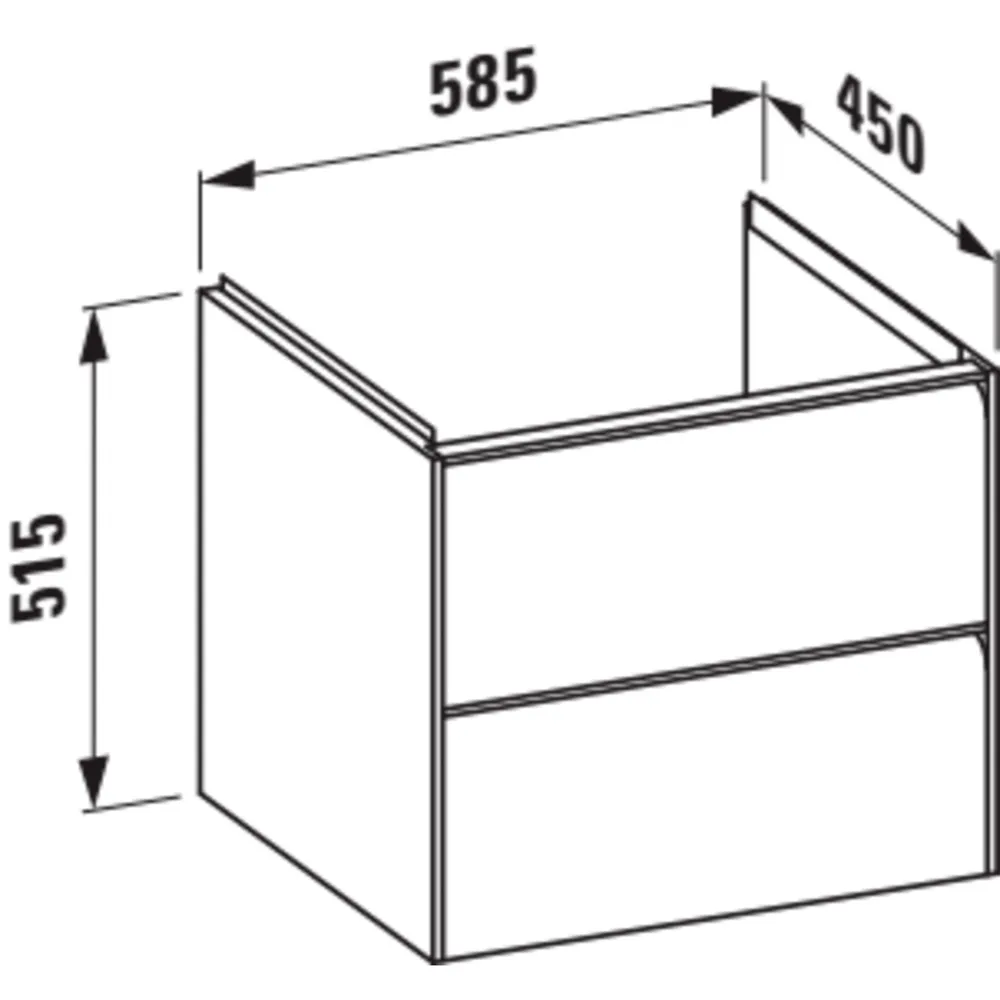 Waschtischunterbau MEDA 448x584x515 2 Schubladen integrierte Griffleiste für Waschtisch H817111 weiß matt
