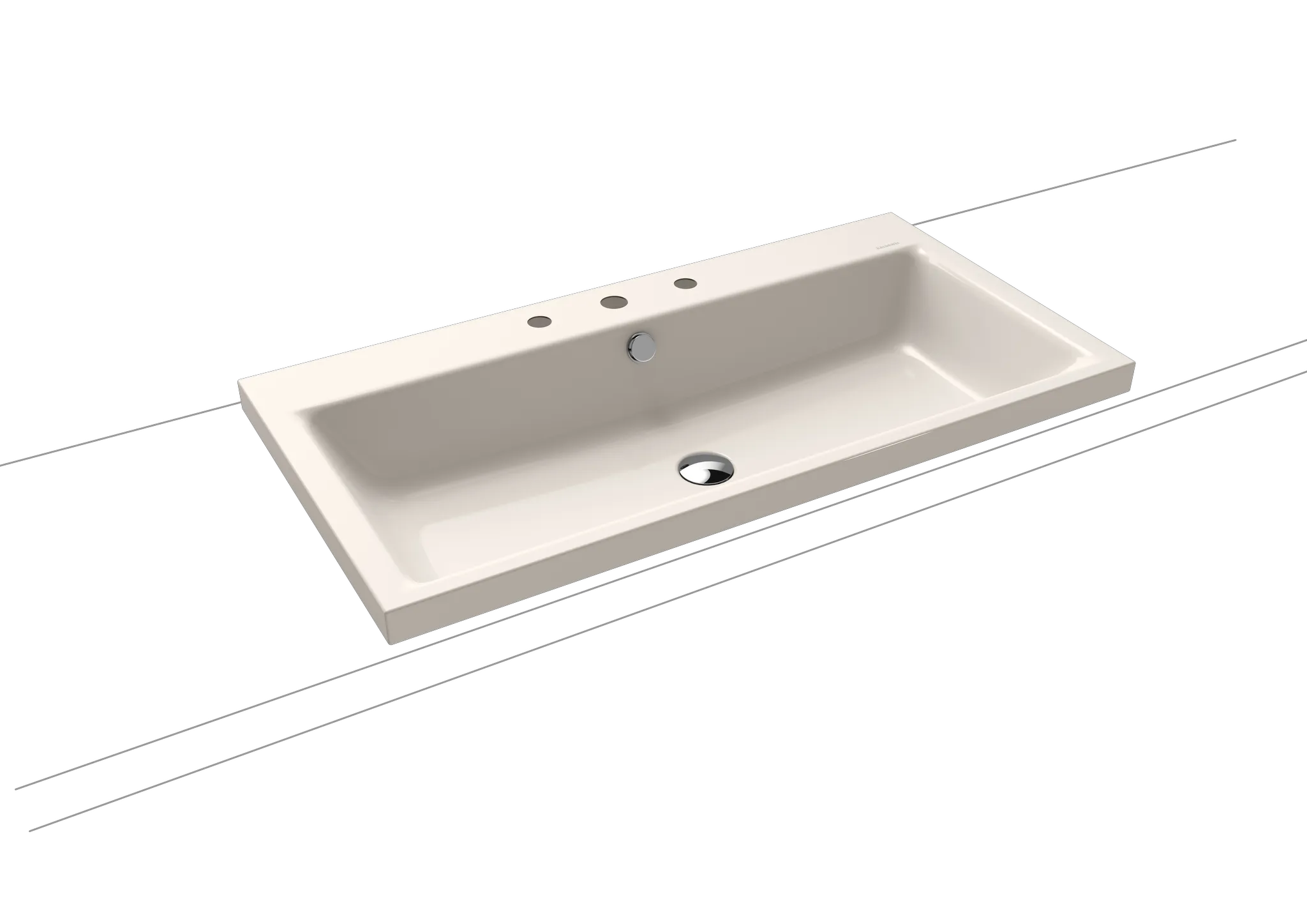 Aufsatzwaschtisch „Puro“ 90 × 46 cm, mit Überlauf, mit Hahnlochbohrung in pergamon mit Perl-Effekt