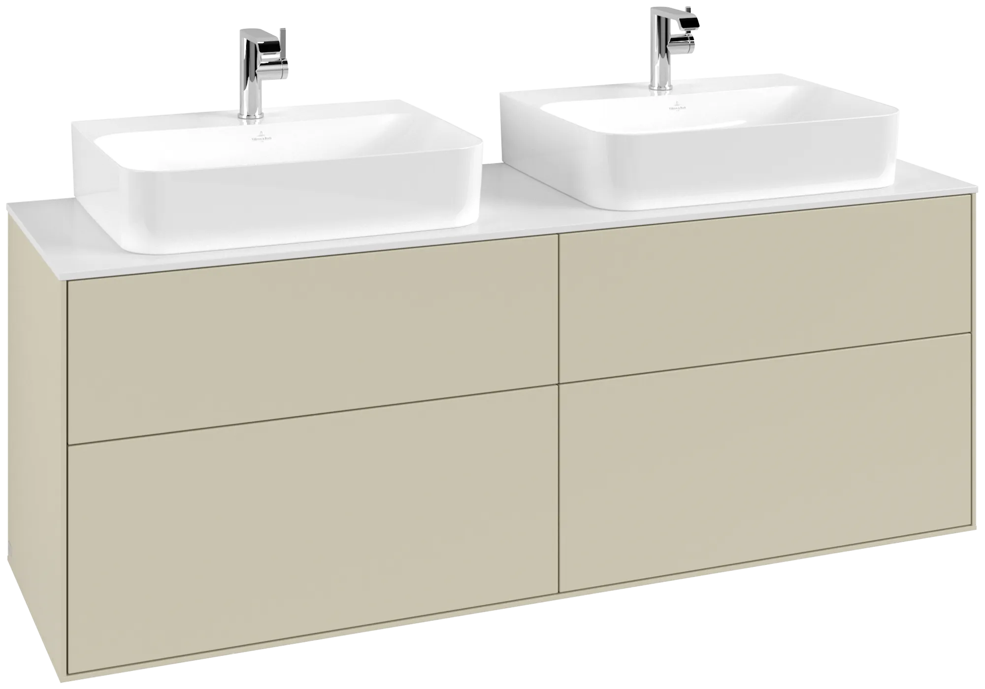 Villeroy & Boch Waschtischunterschrank „Finion“ für Schrankwaschtisch 160 × 60,3 × 50,1 cm 4 Schubladen, für 2 Waschbecken, inkl. Beleuchtung